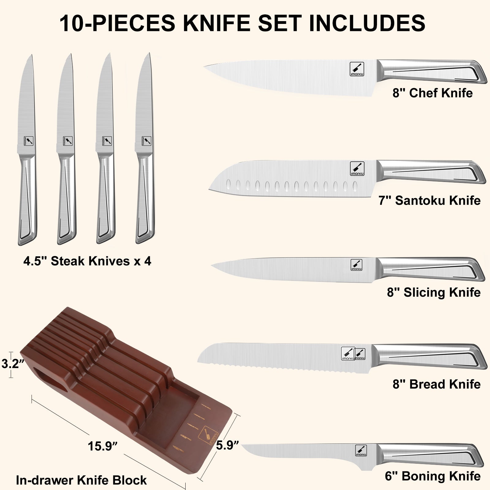 10-Piece Kitchen Knife Block Set