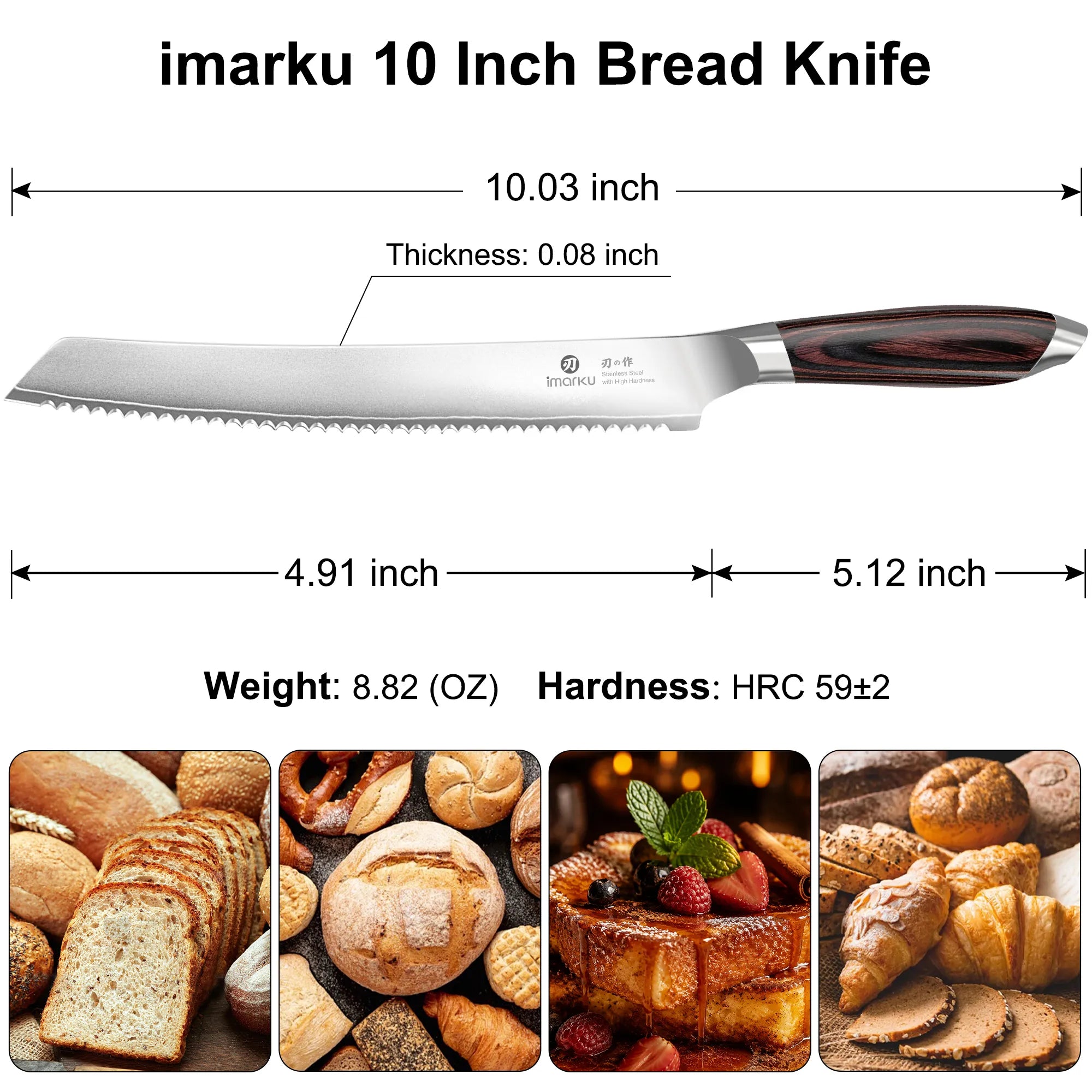 10-Inch Premium Serrated Bread Knife for Sourdough & Artisan Loaves