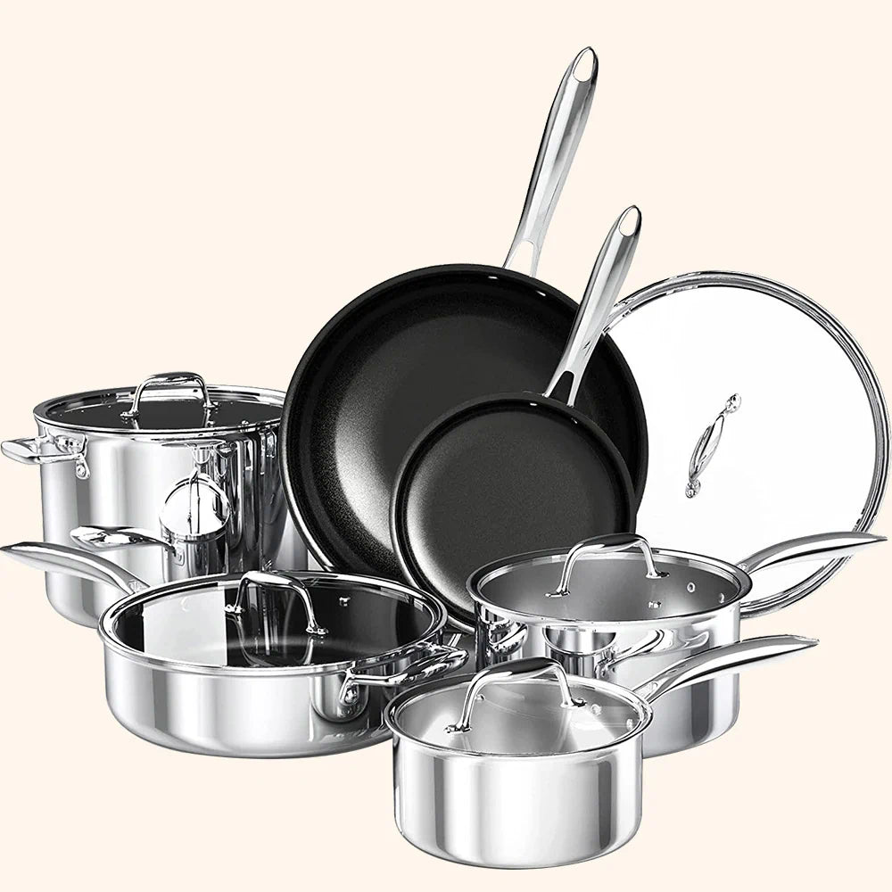 11-piece Cookware Set nonstick & stainless steel bundle