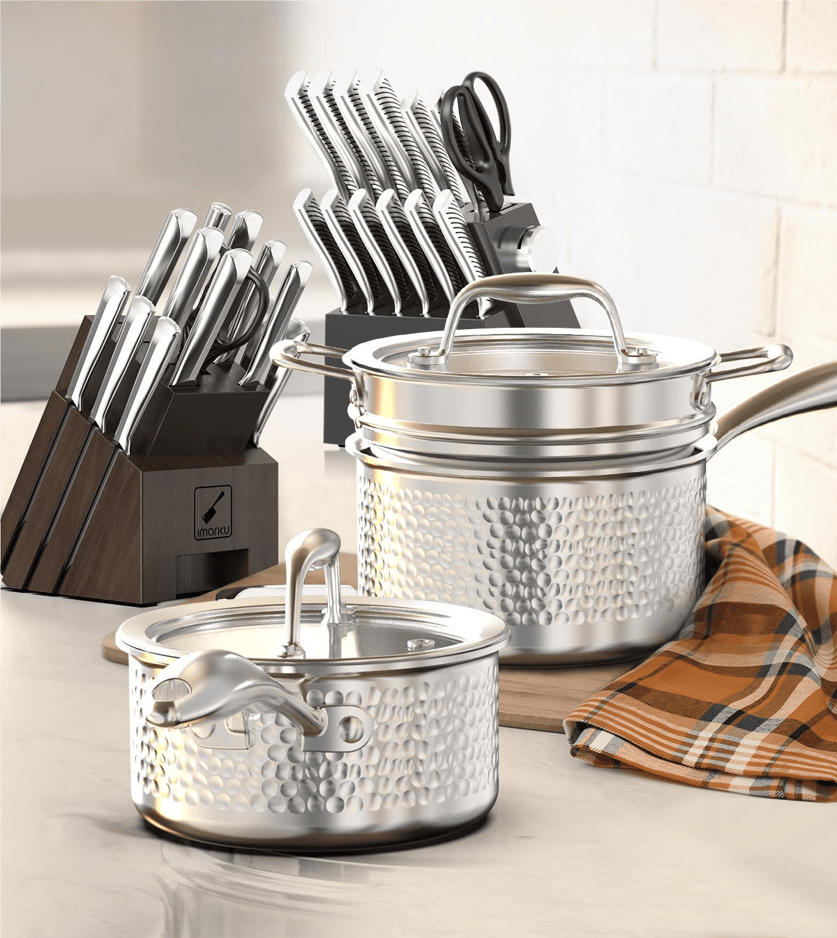 imarku best stainless steel and knife set