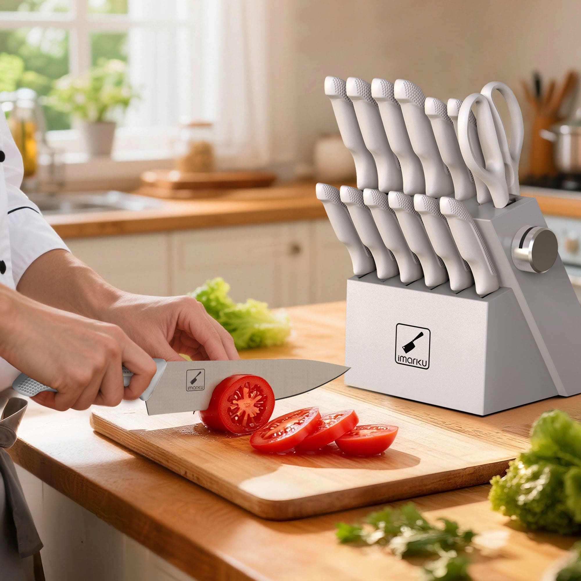 14 piece white knife set