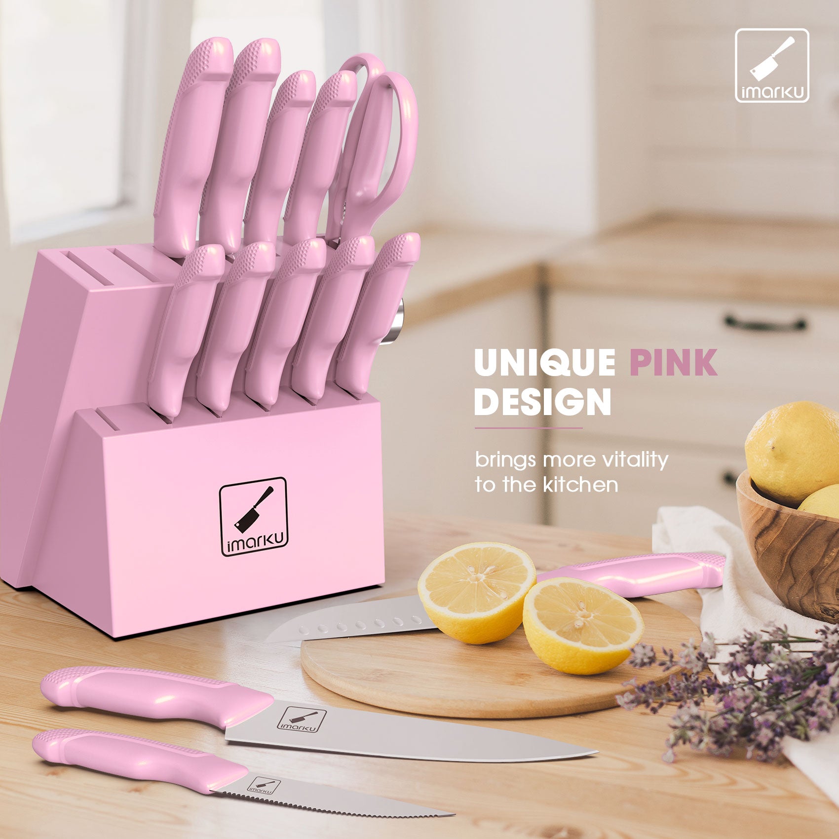 Pink Knife Set with Stainless Steel Blades PP Handles
