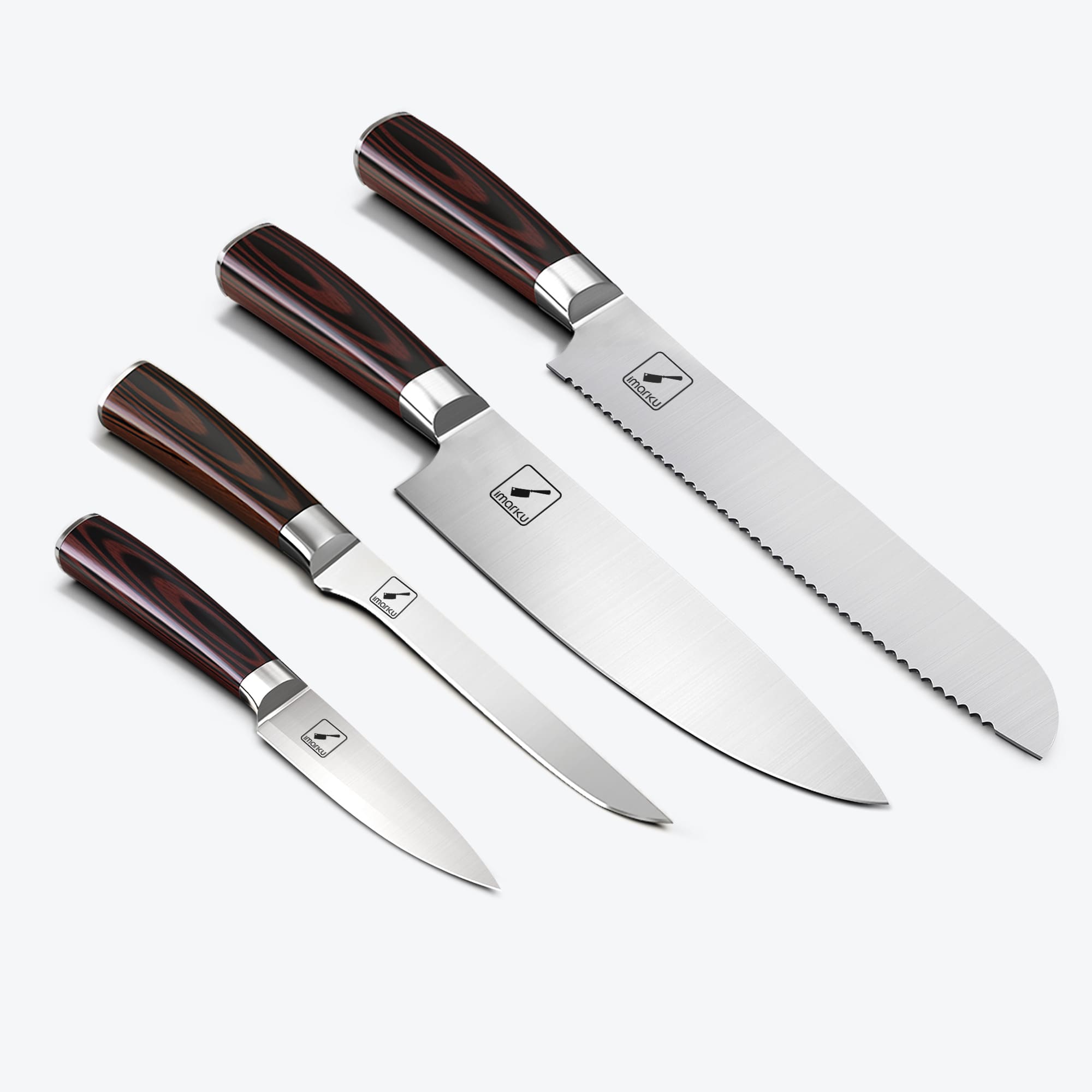 imarku 4pc kitchen knives set with wooden knife handle