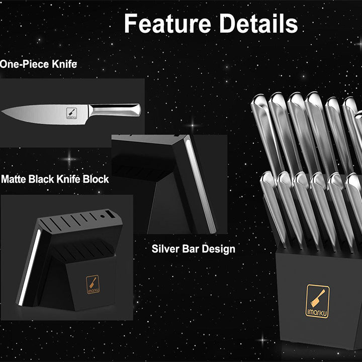 15-Pcs Kitchen Knife Set With Kitchen Shears Diamond Shaped Handle