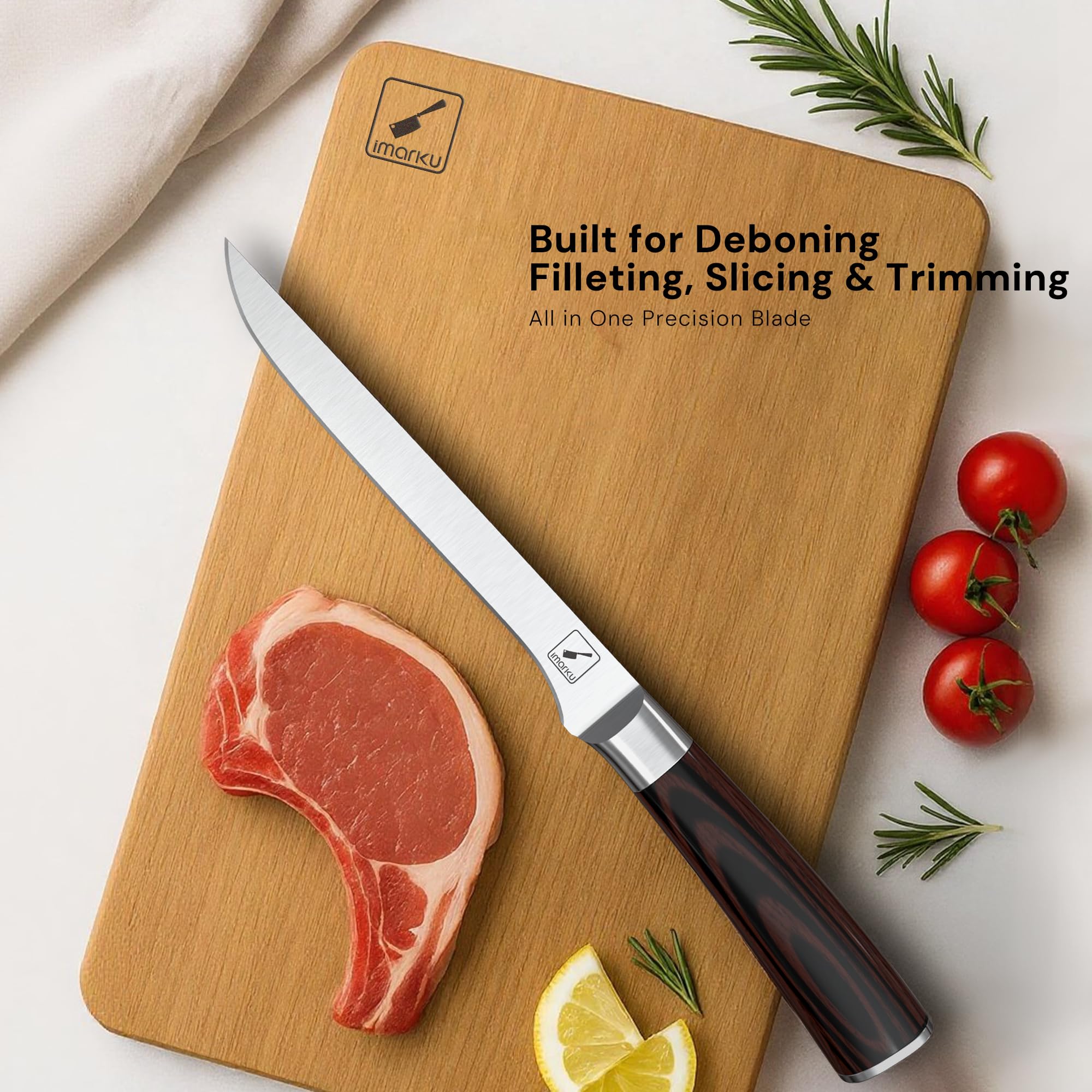 6 Inch Boning Knife German High Carbon Steel Fillet Knife with Gift Box - IMARKU