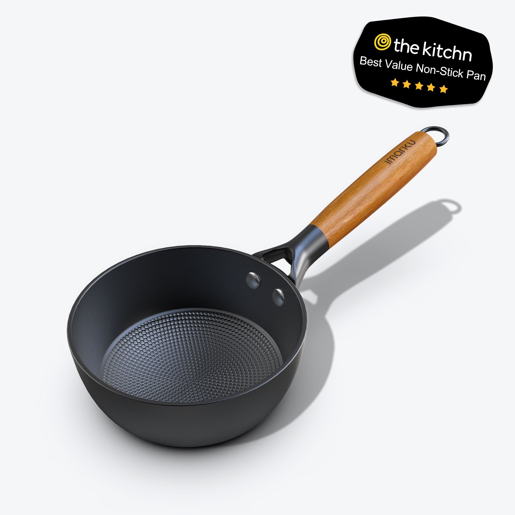 imarku cast iron nonstick sauce pan with wooden hanle