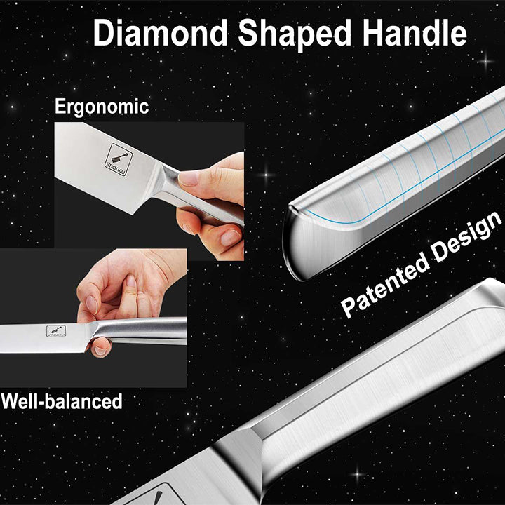 15-Pcs Kitchen Knife Set With Kitchen Shears Diamond Shaped Handle
