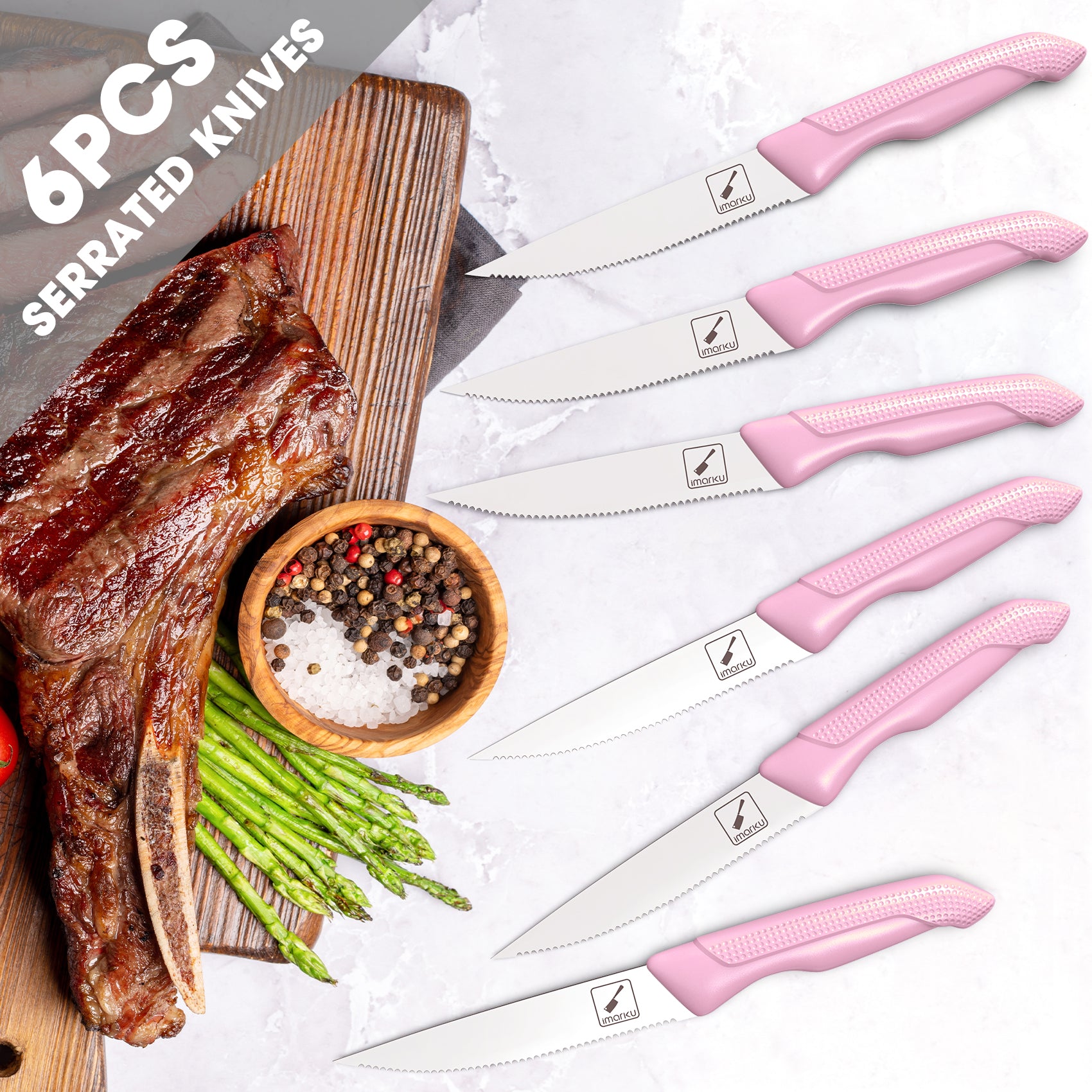 Pink Knife Set with Stainless Steel Blades PP Handles