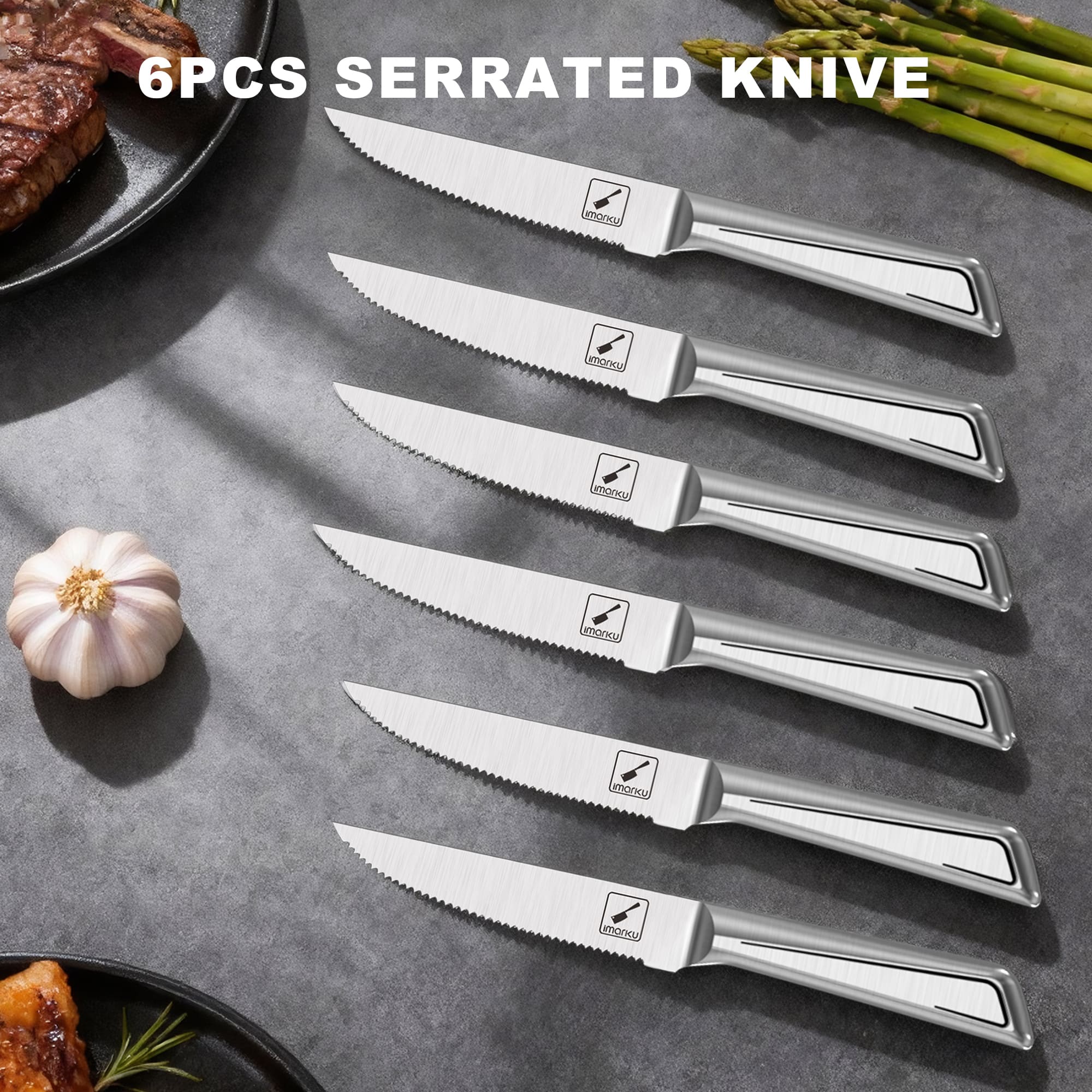 6 pcs serrated steak knife set