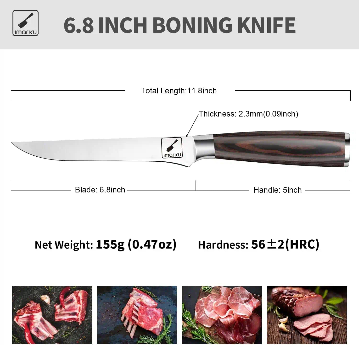 Imarku 6'' Boning Knife Stainless Steel Fillet Knife for Deboning