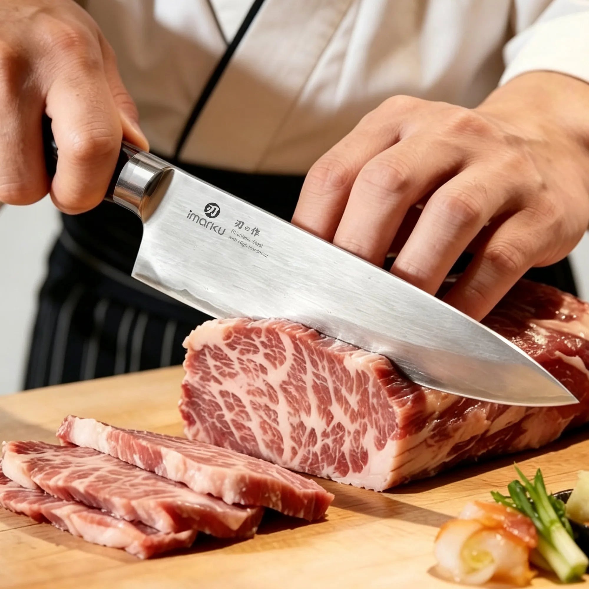 8.5" Stainless Steel Japanese Chef Knife with Ultra-Sharp Composite Blade