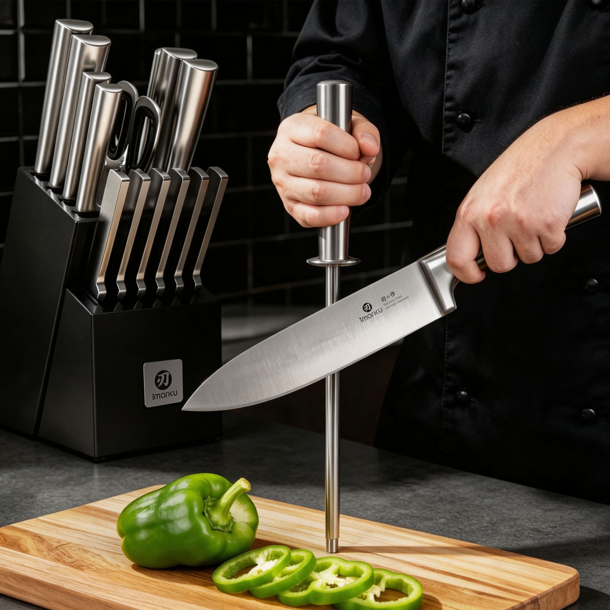 15-PCS Kitchen Knife Set Japanese High Carbon Stainless Steel