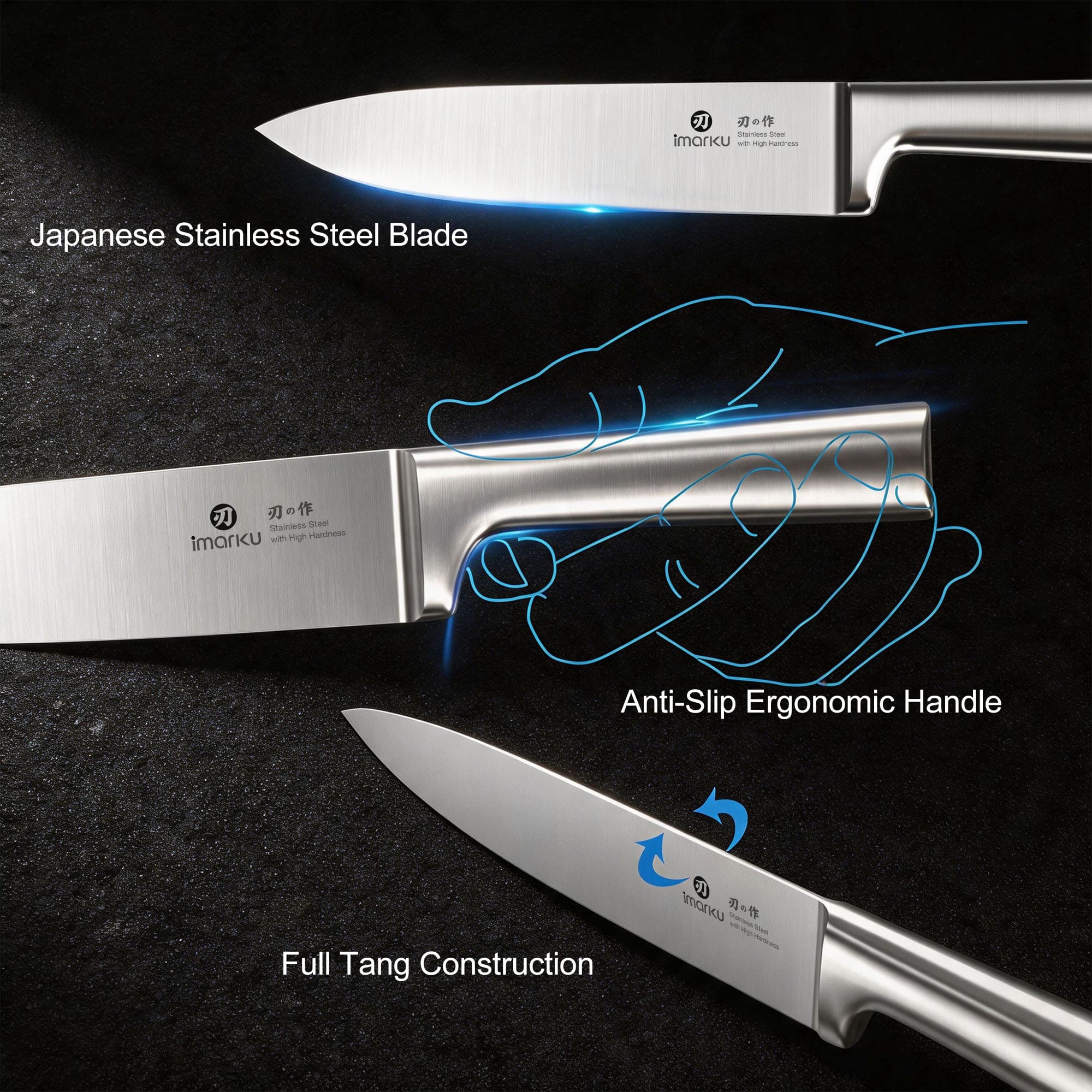 15 Pcs Japanese Knife Set Dishwasher Safe Kitchen Knife Set with Block