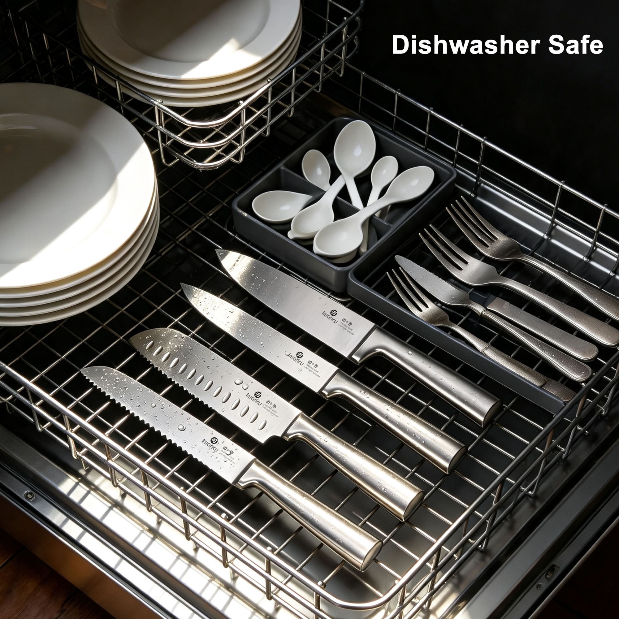 15 Pcs Japanese Knife Set Dishwasher Safe Kitchen Knife Set with Block