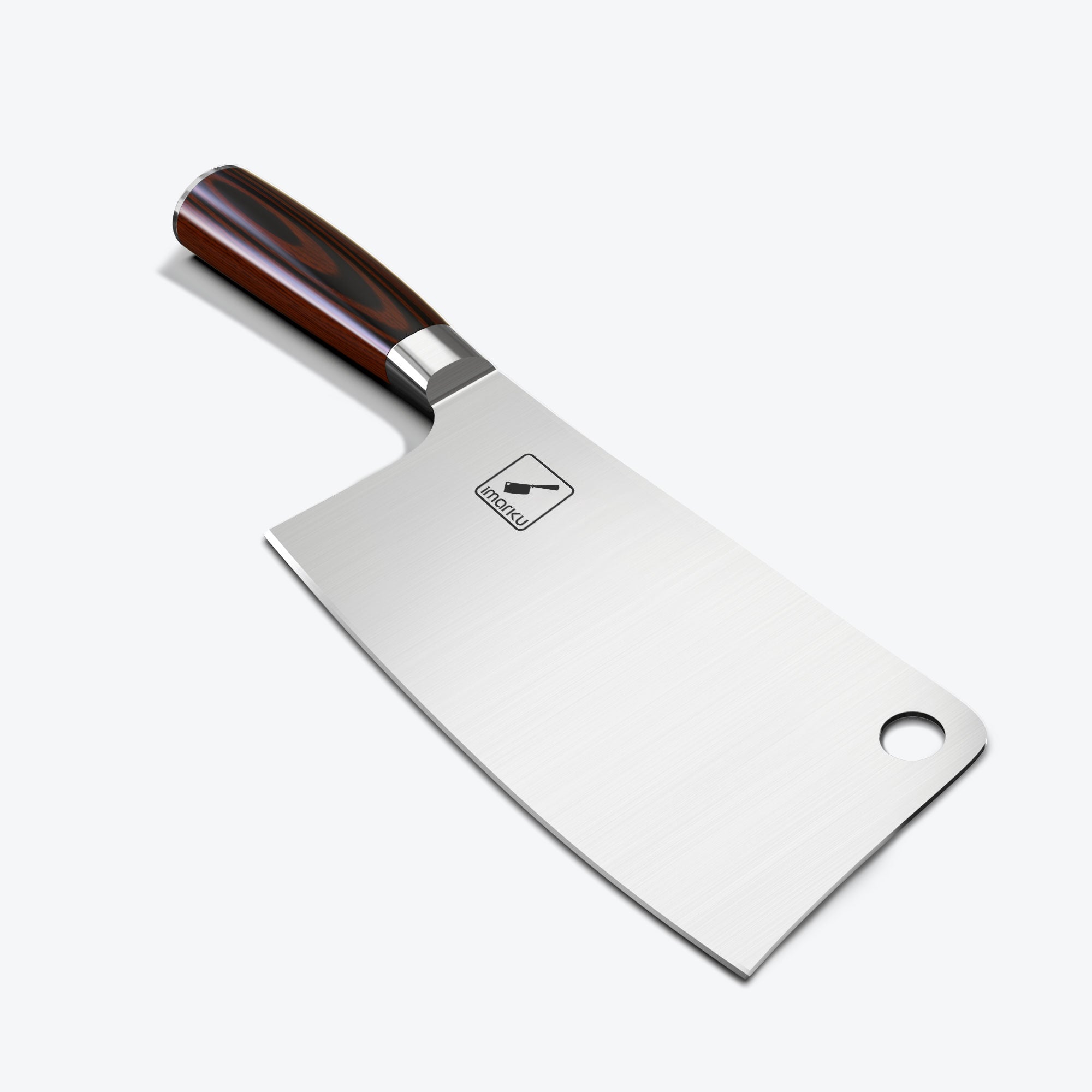 cleaver knife with stainless steel blade and wooden handle