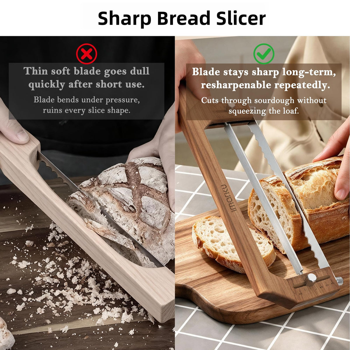 Adjustable thickness and use for long-term bread slicer #design_flat