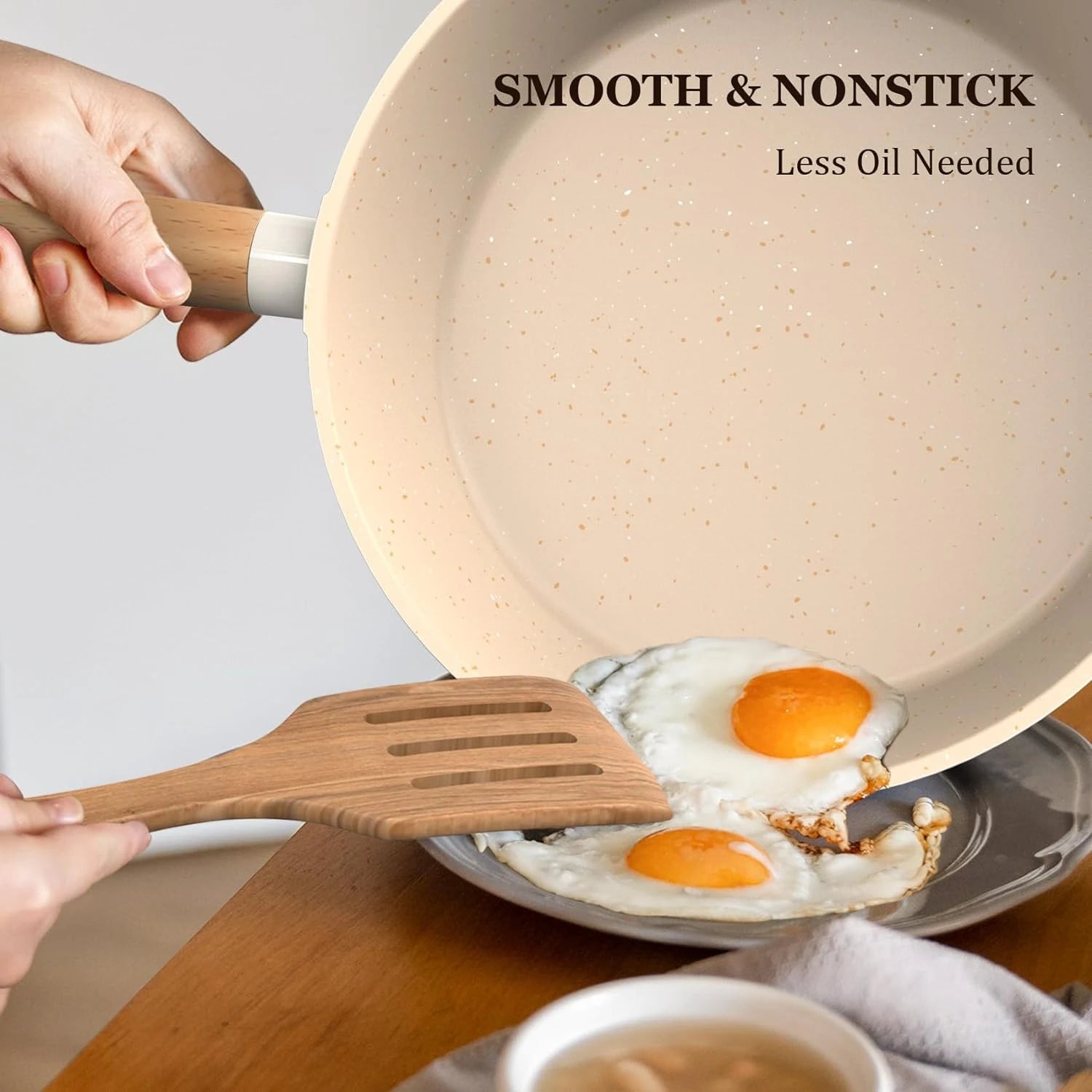 Cream White Granite Nonstick Cookware Set