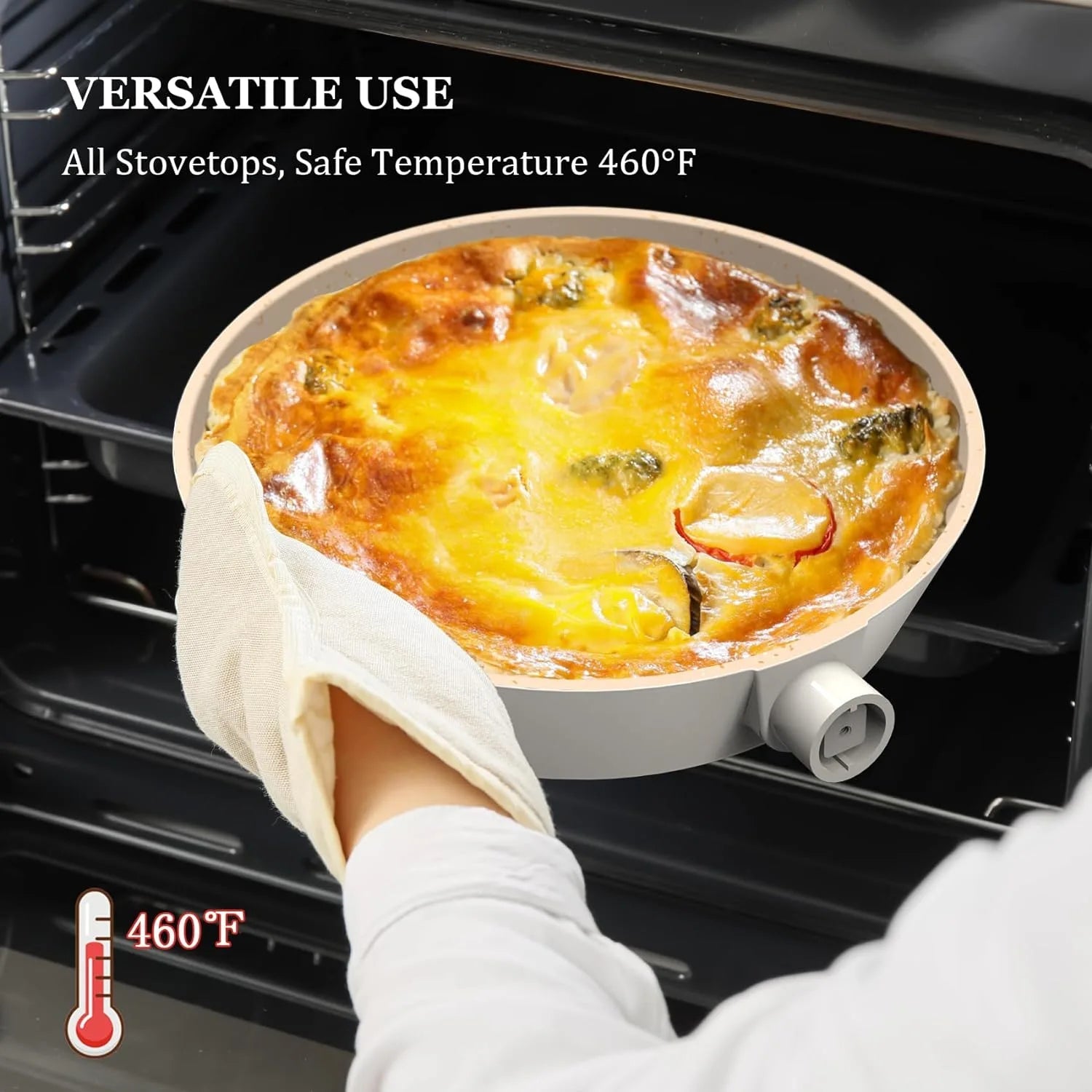 Cream White Granite Nonstick Cookware Set