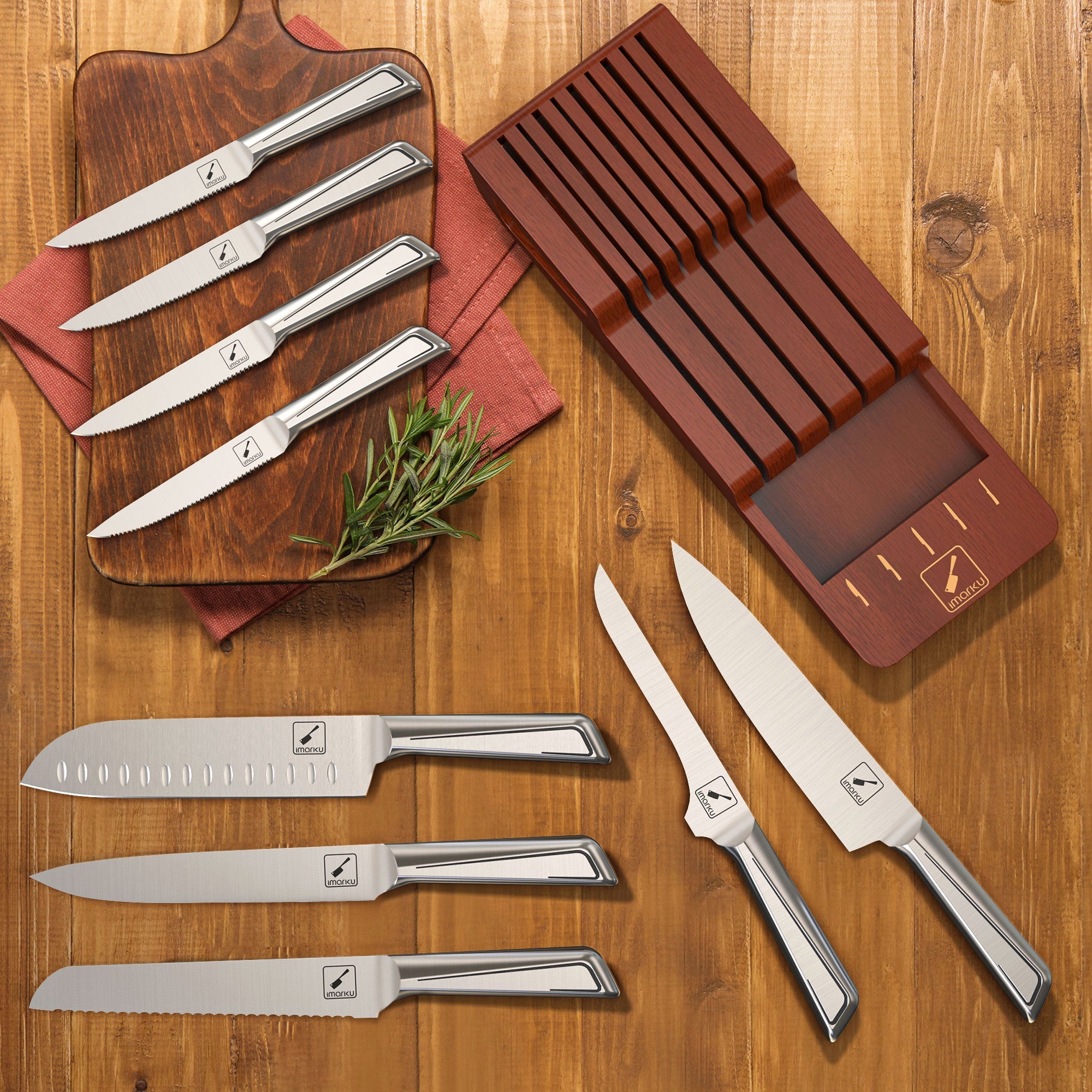 drawer knife set with 4 pcs steak knives