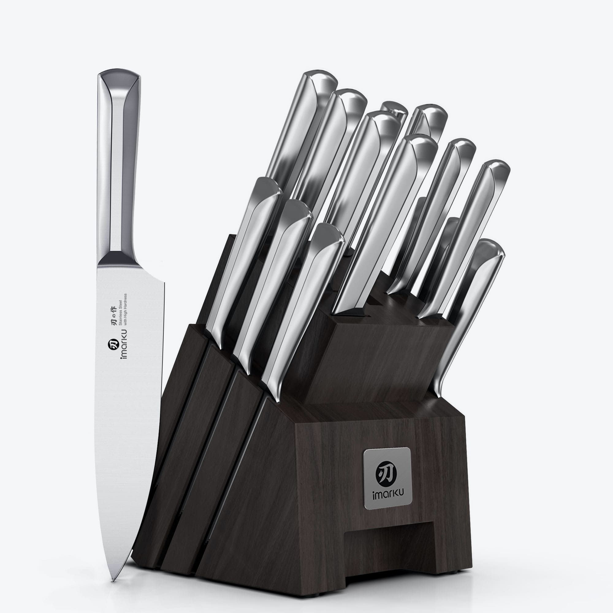 16 Piece Razor-sharp Japanese Stainless Steel Knife Set With Block Waterproof Wood