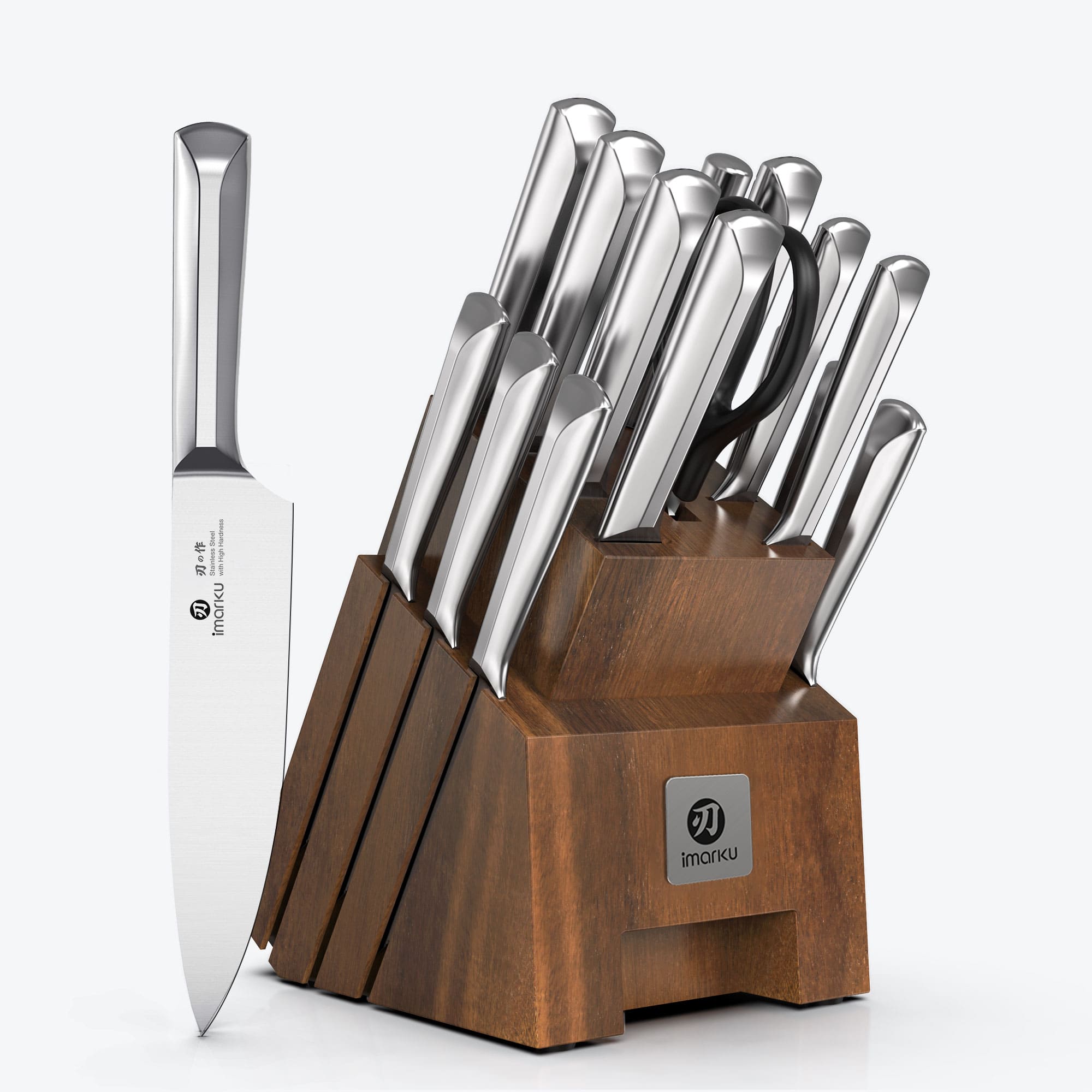 16 Piece Razor-sharp Japanese Stainless Steel Knife Set With Block Waterproof Wood