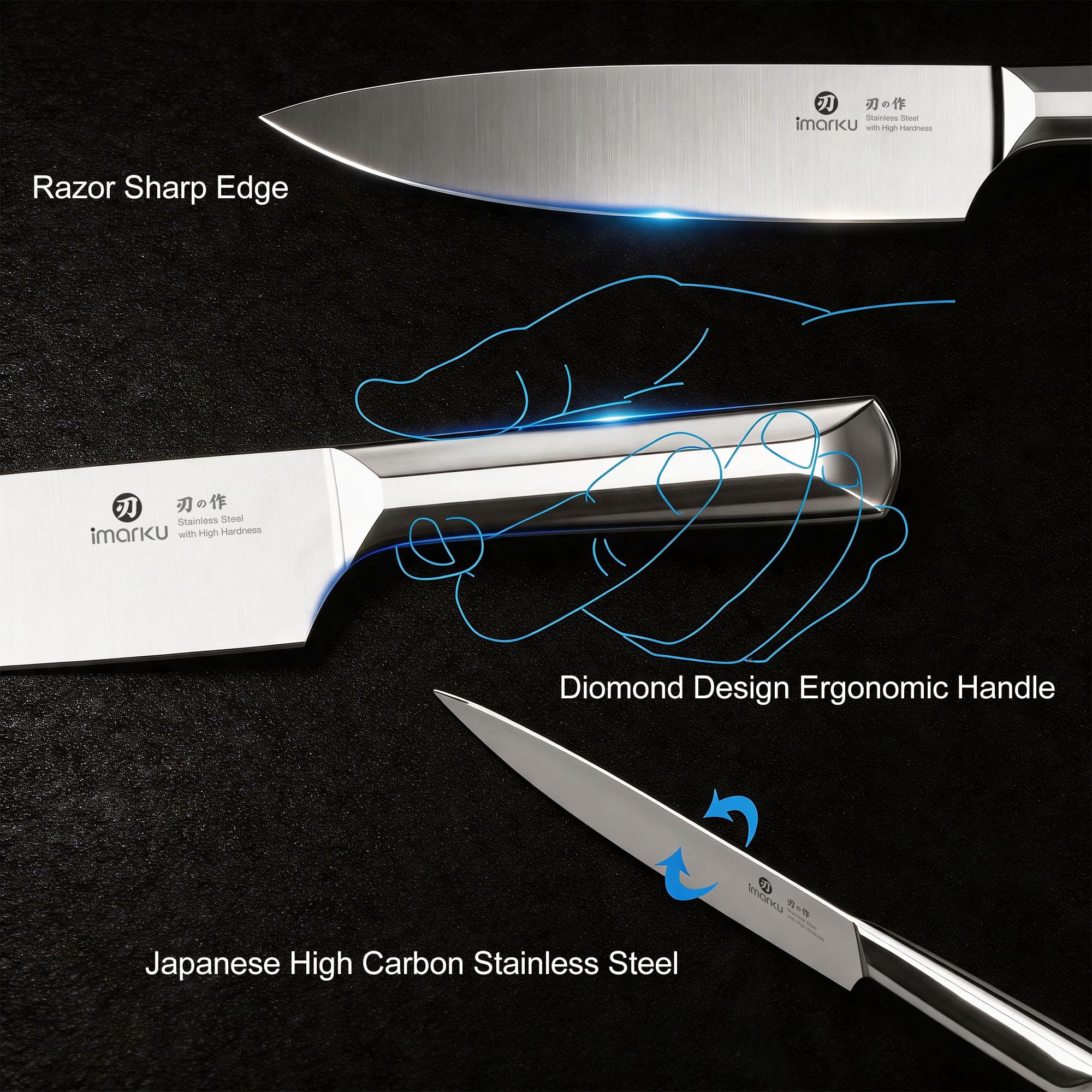 16 Piece Razor-sharp Japanese Stainless Steel Knife Set With Block Waterproof Wood