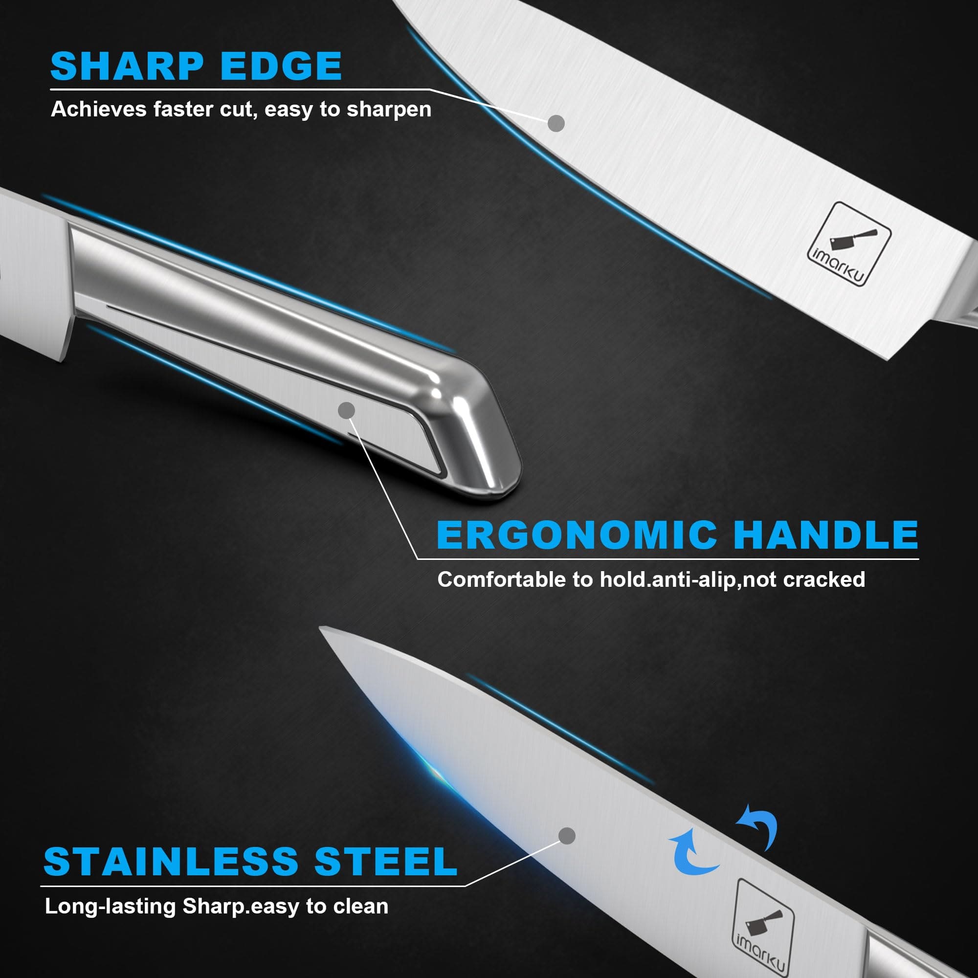 imarku sharp stainless steel kitchen knife with ergonomic handle