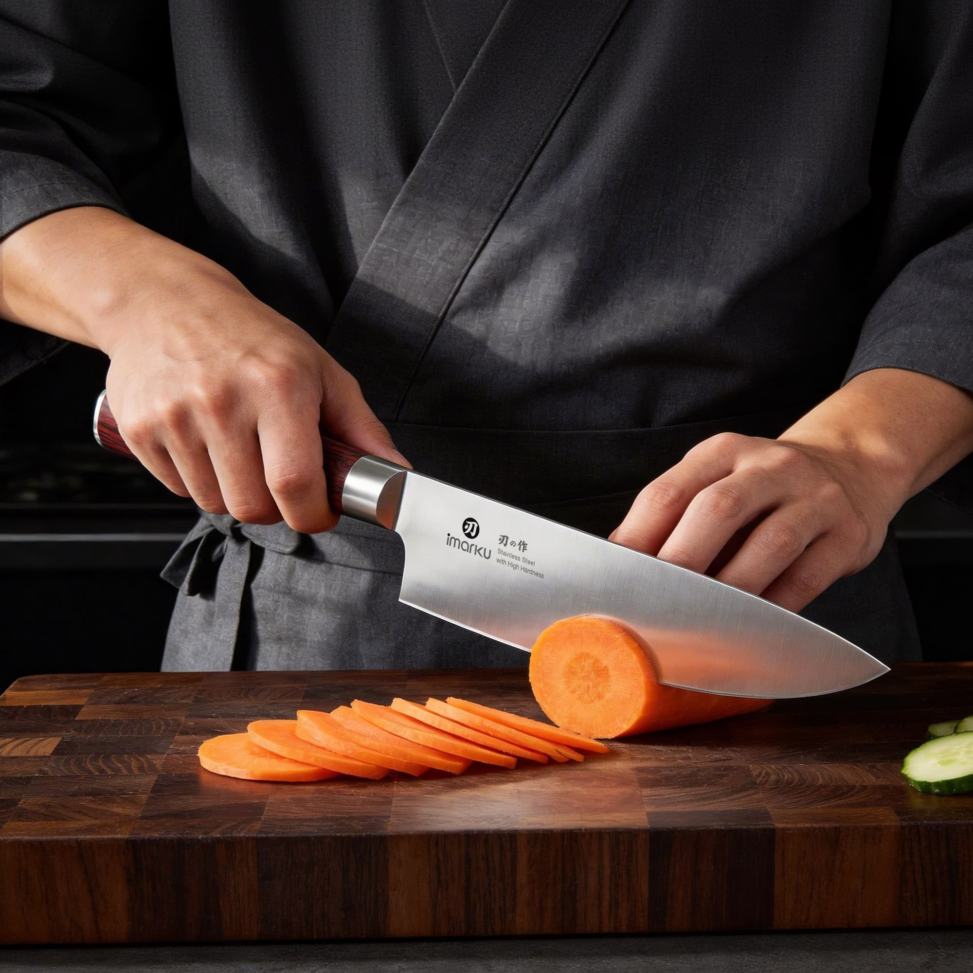 chef knife with ergonomic handle_p8 red
