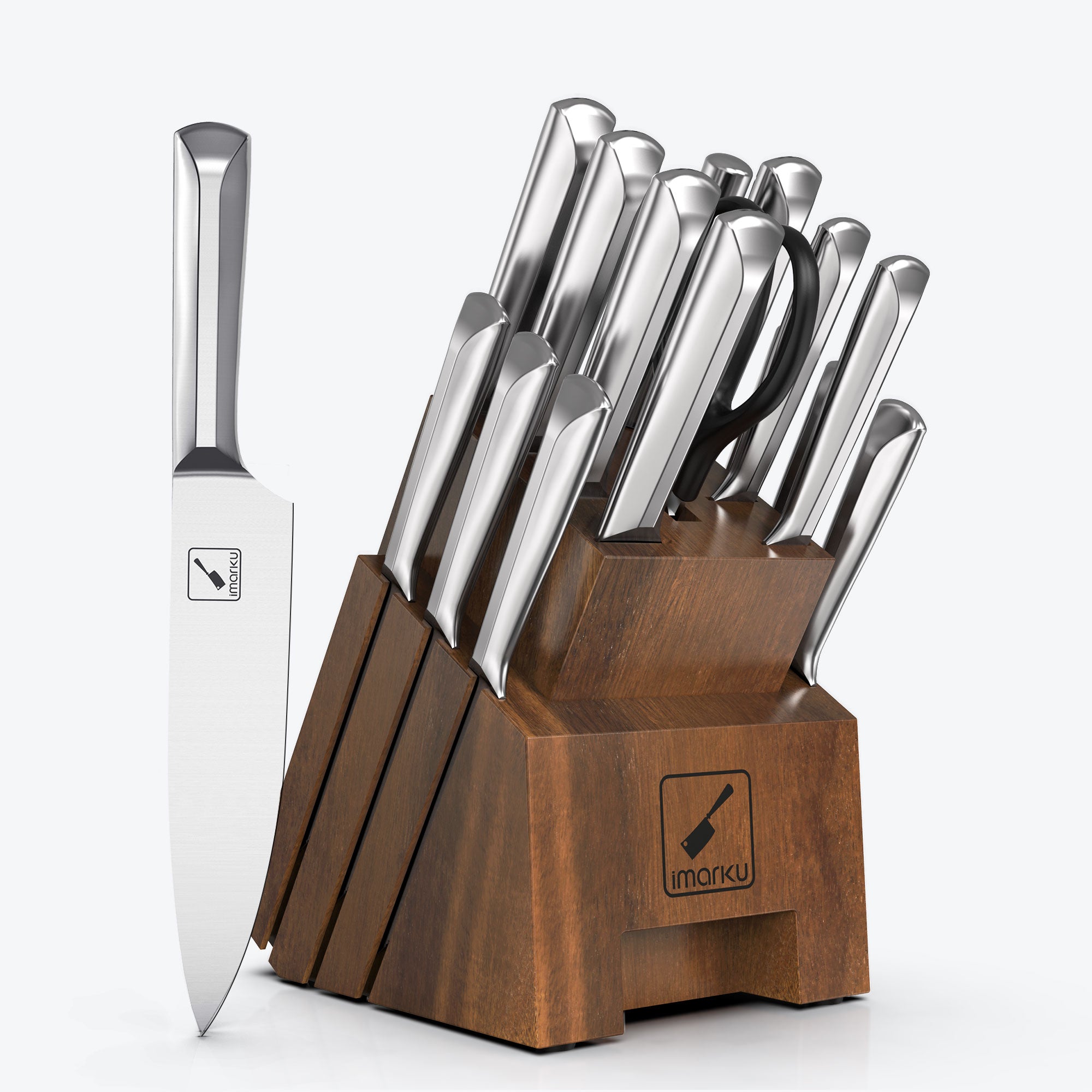 Imarku razor-sharp brown block base Japanese knife set