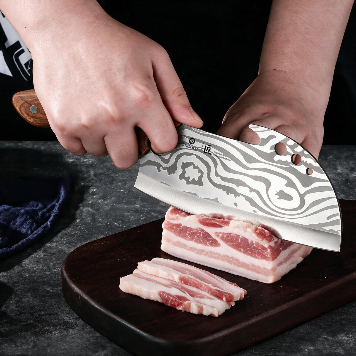 7.5 Inch Meat Cleaver, High Carbon Stainless Steel Butcher Knife for Bones, Ribs & Vegetables