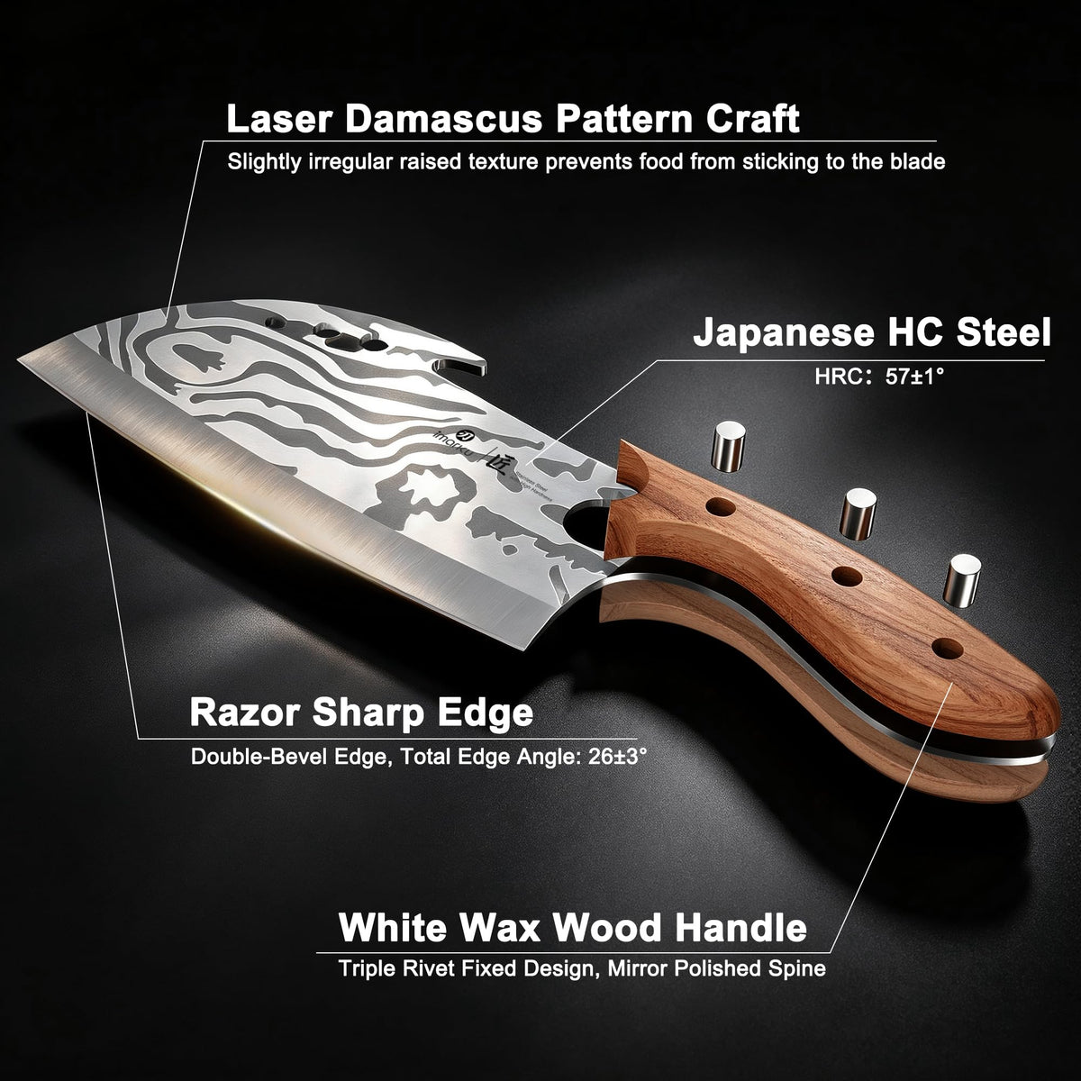 7.5 Inch Meat Cleaver, High Carbon Stainless Steel Butcher Knife for Bones, Ribs & Vegetables