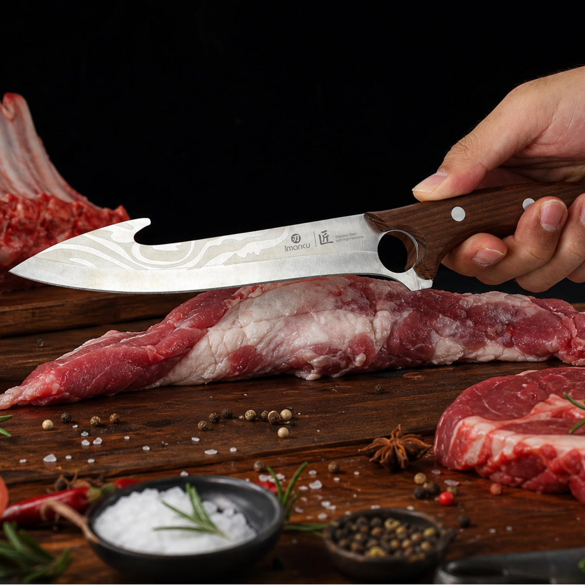 7.8 Inch Boning Knife for Meat Cutting, High Carbon Stainless Steel with Ash Wood Handle