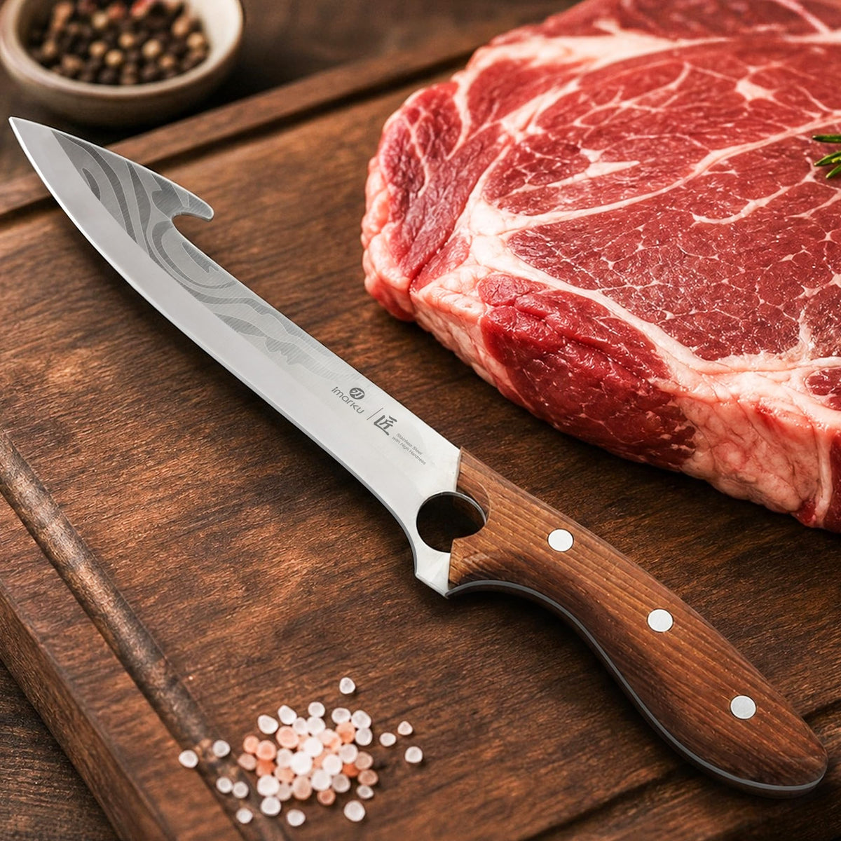 7.8 Inch Boning Knife for Meat Cutting, High Carbon Stainless Steel with Ash Wood Handle