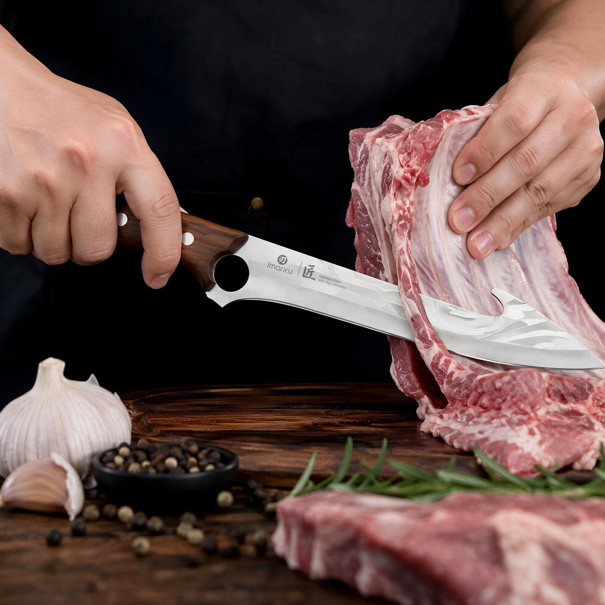 7.8 Inch Boning Knife for Meat Cutting, High Carbon Stainless Steel with Ash Wood Handle