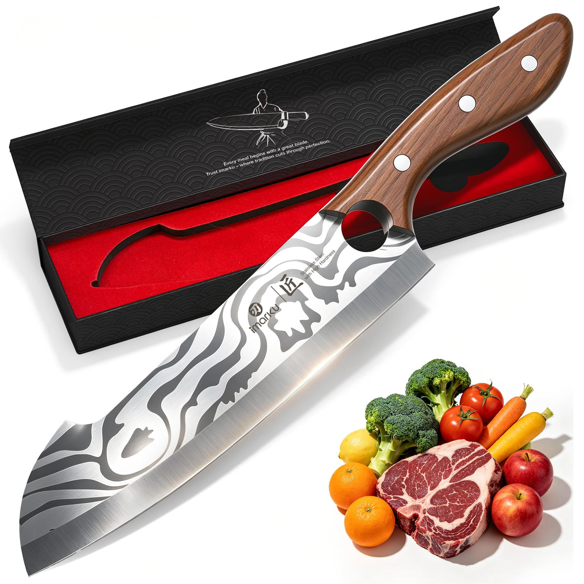 8.4" Japanese Chef Knife, Ultra Sharp High Carbon Stainless Steel, Ash Wood Handle