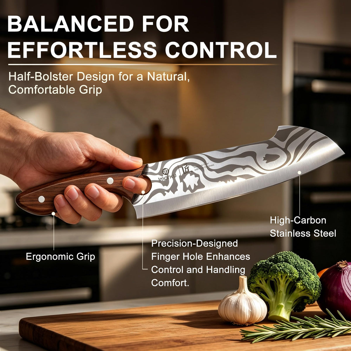 8.4" Japanese Chef Knife, Ultra Sharp High Carbon Stainless Steel, Ash Wood Handle