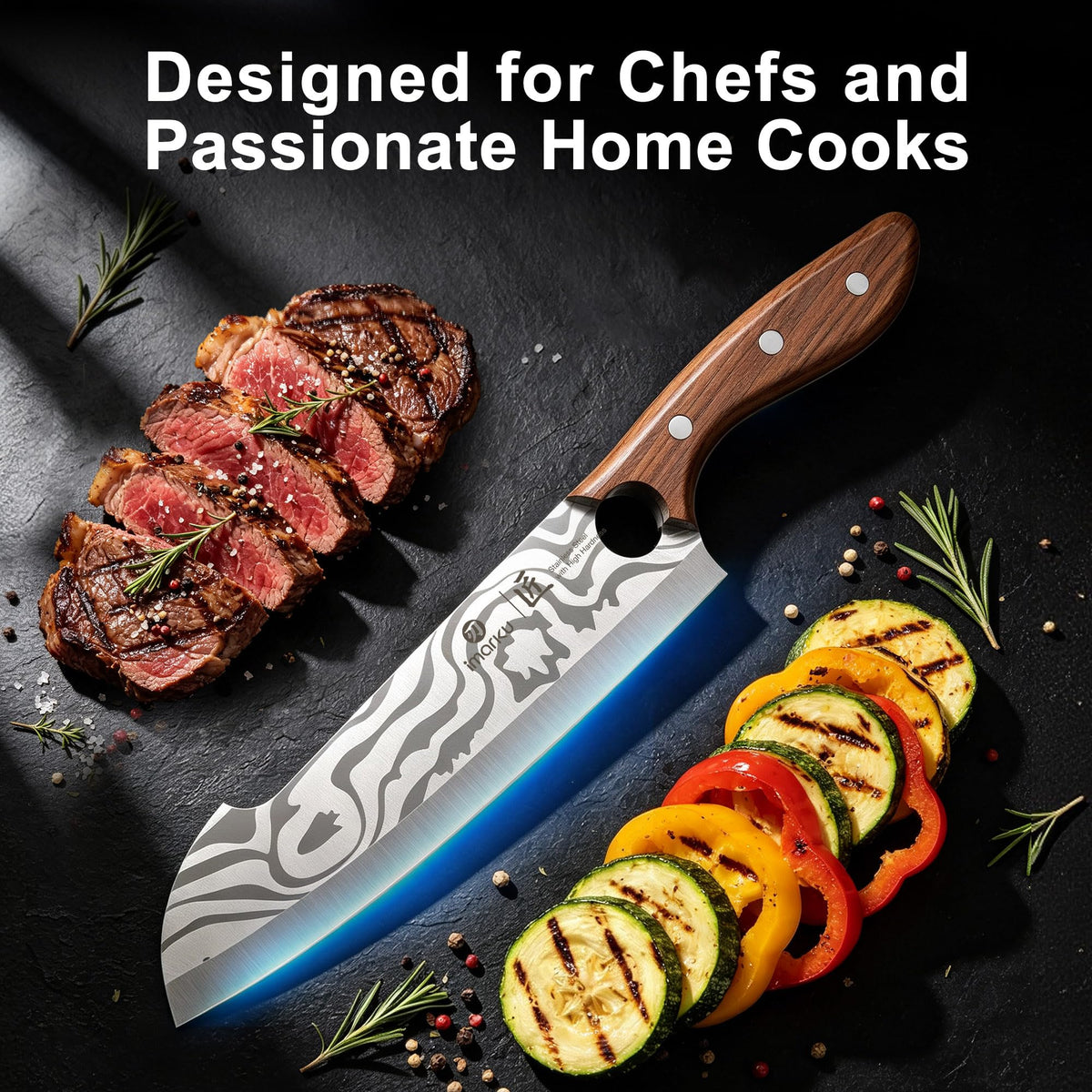 8.4" Japanese Chef Knife, Ultra Sharp High Carbon Stainless Steel, Ash Wood Handle