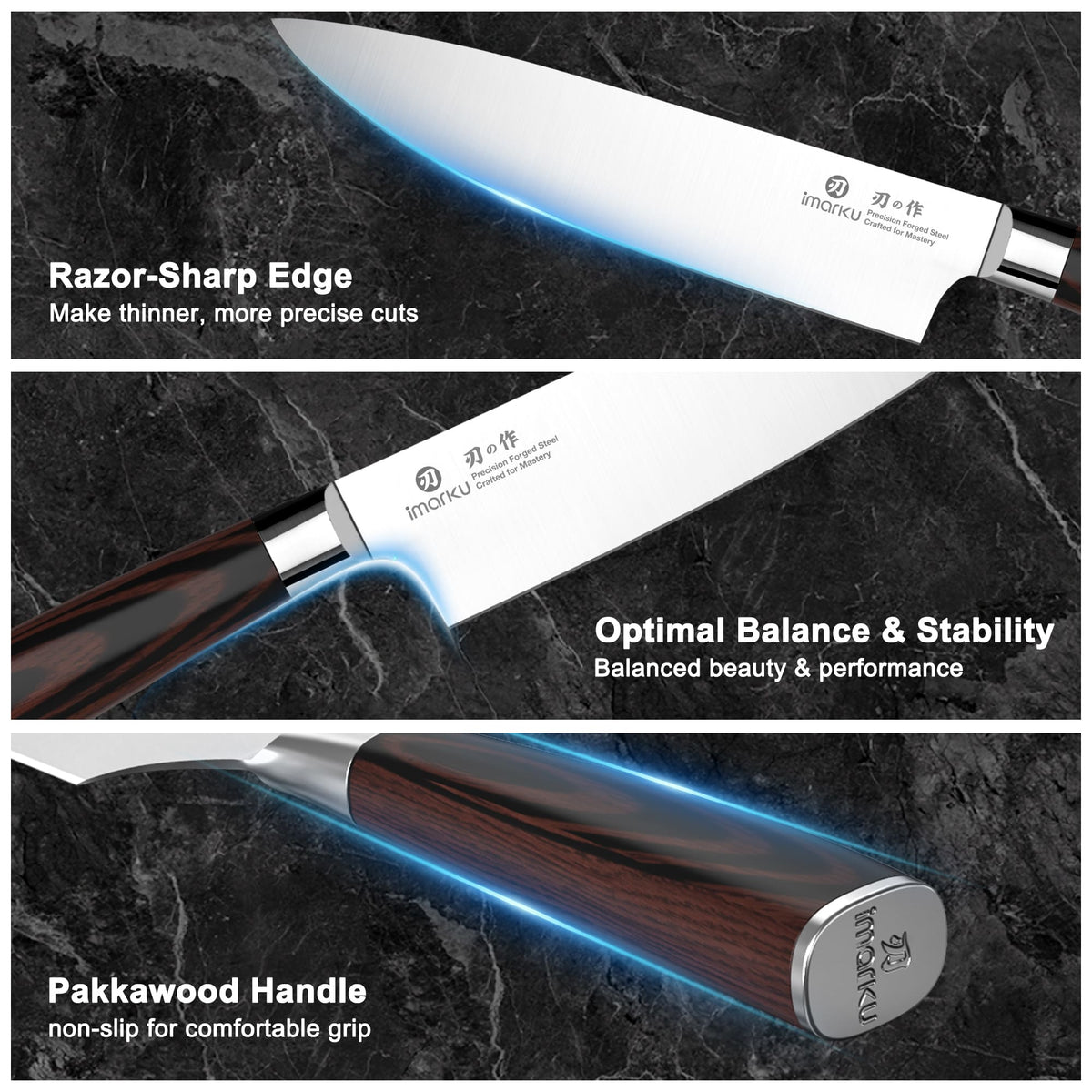 18-Piece Santoku Kitchen Knife Set with Stainless Steel Block
