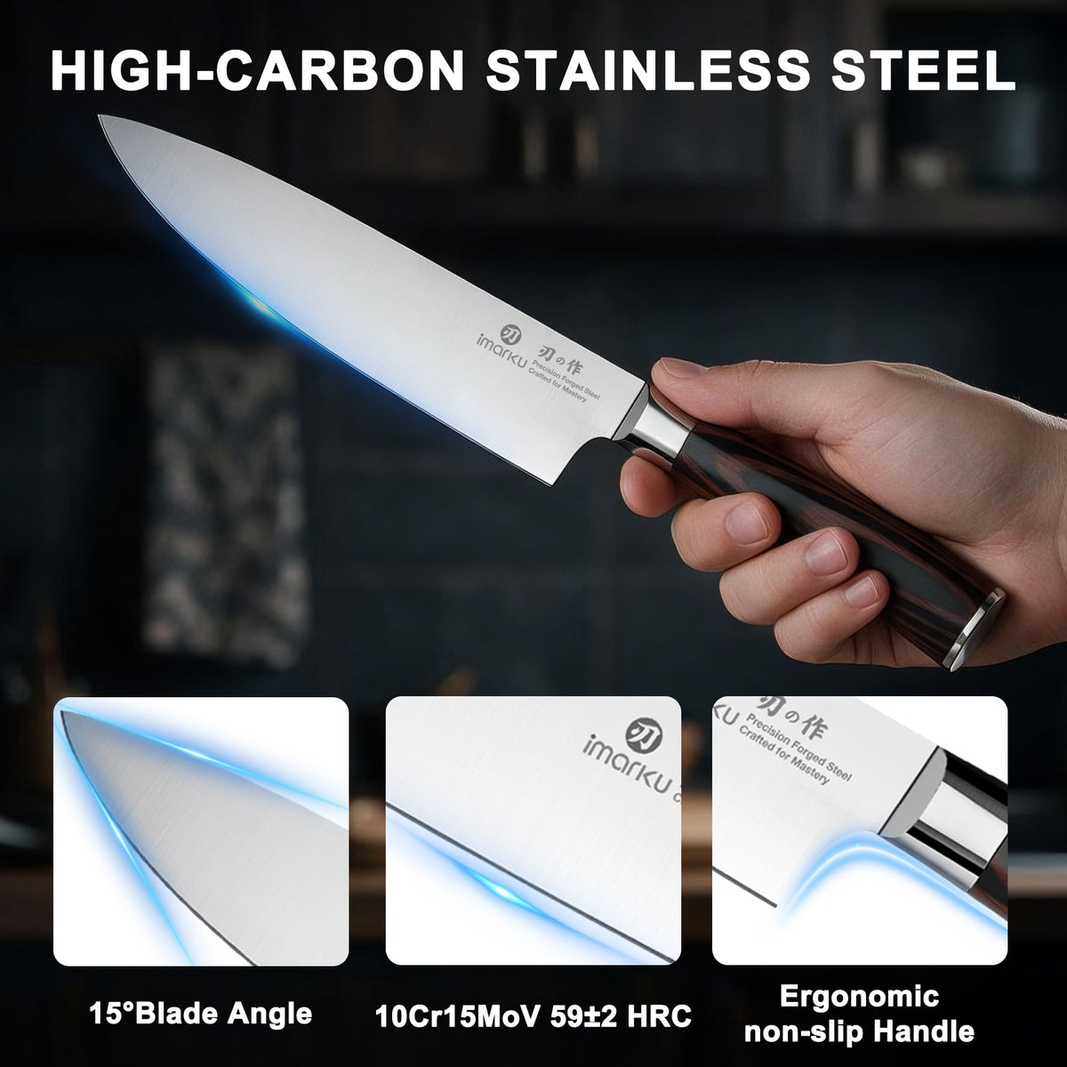 18-Piece Santoku Kitchen Knife Set with Stainless Steel Block