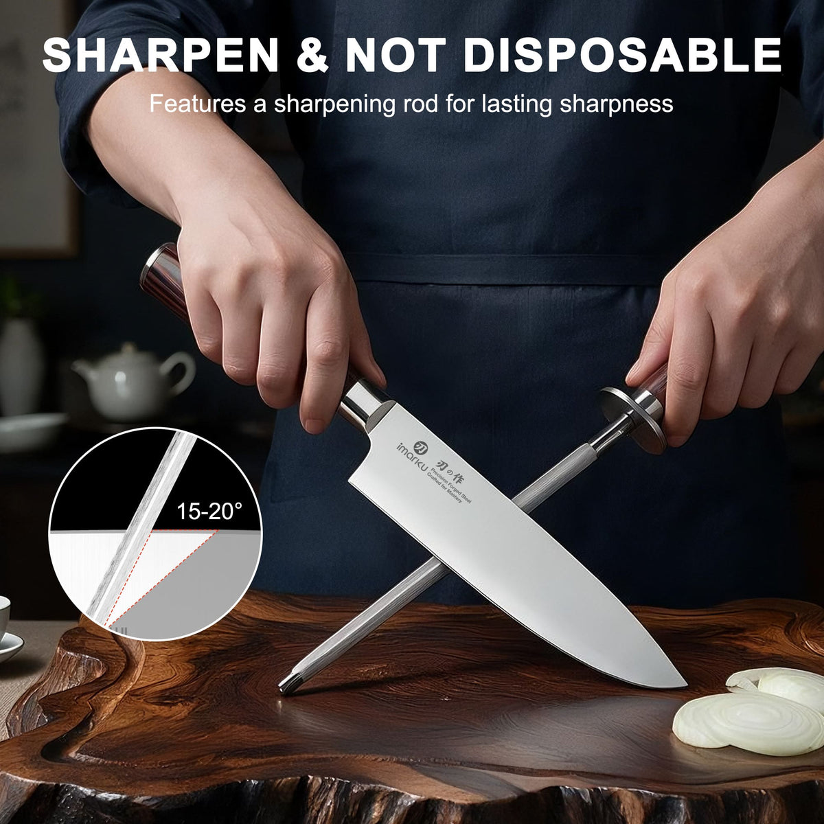 18-Piece Santoku Kitchen Knife Set with Stainless Steel Block