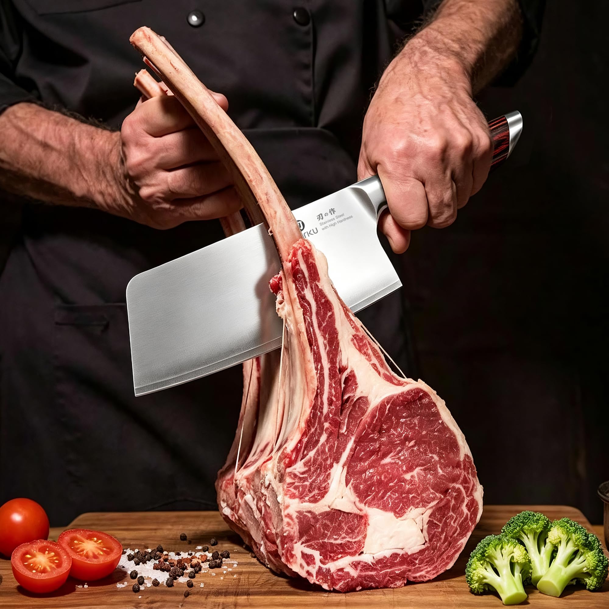 Cleaver Knife 7.5 Inch High Carbon Stainless Steel Chopping Chef Knife
