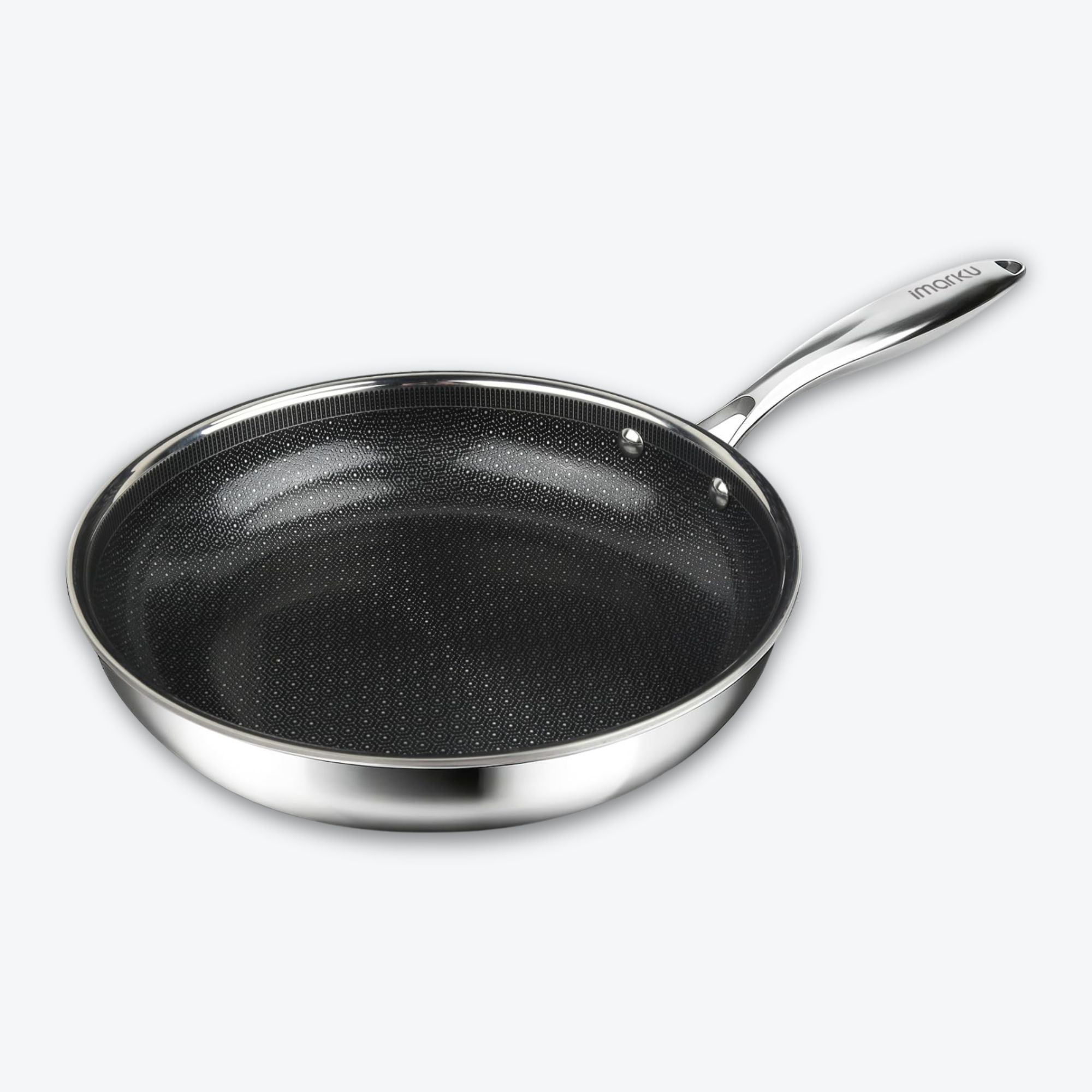 Hybrid Stainless Steel Non Stick Frying Pan 8" 10“ & 12" with Honeycomb Ceramic Surface
