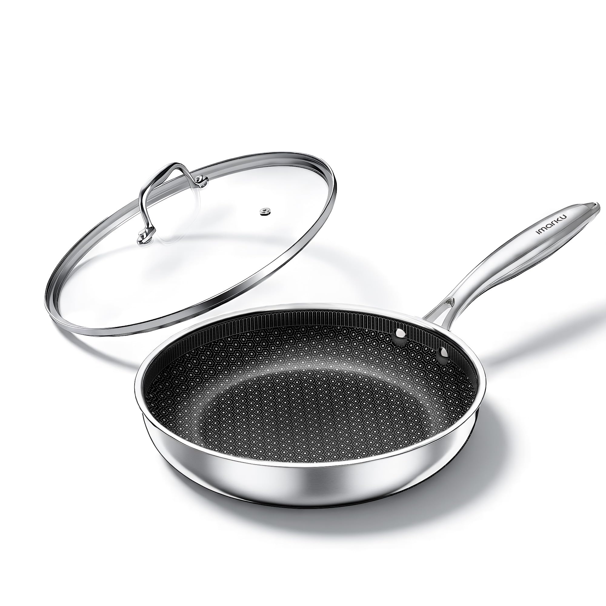 Non Stick Frying Pan with Lid Ceramic Coated Skillet Induction Oven Safe