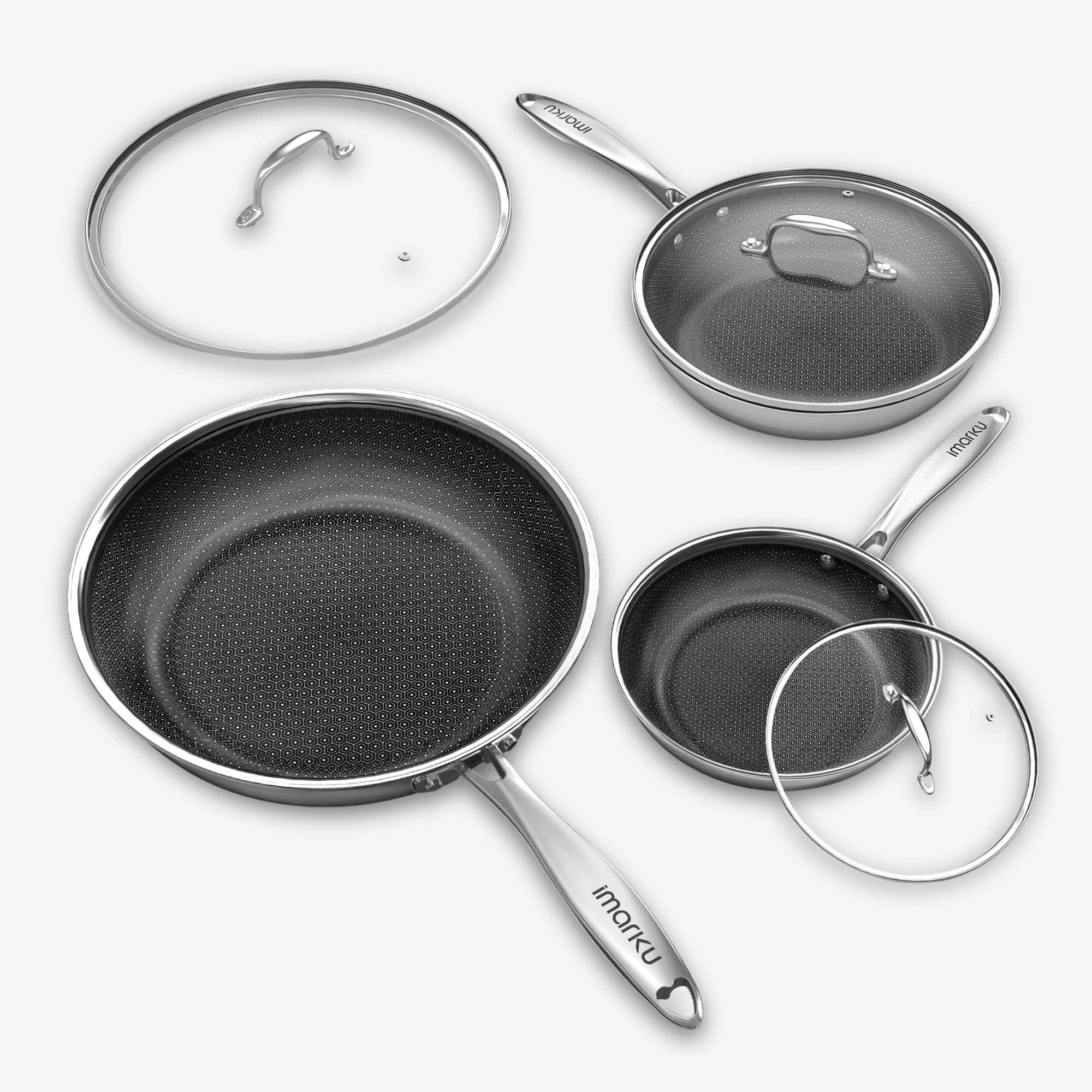 stainless steel pan set with lids for big family and home use