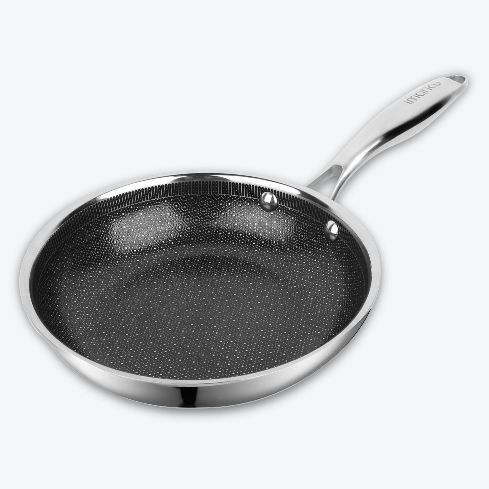 Hybrid Stainless Steel Non Stick Frying Pan 8" 10“ & 12" with Honeycomb Ceramic Surface