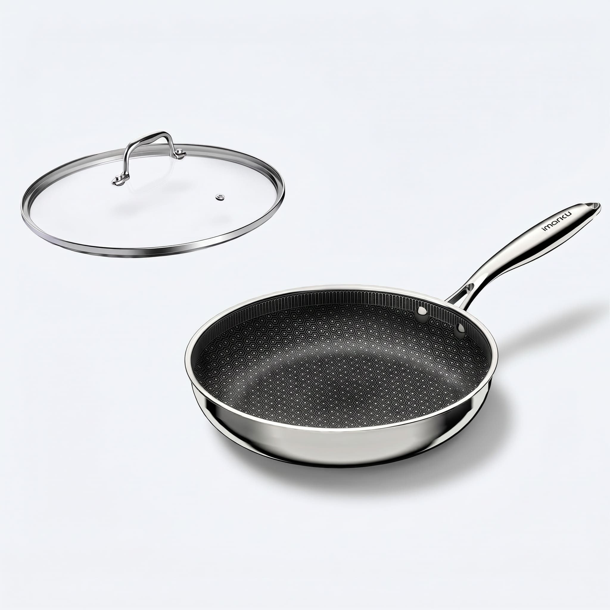 Non Stick Frying Pan with Lid Ceramic Coated Skillet Induction Oven Safe