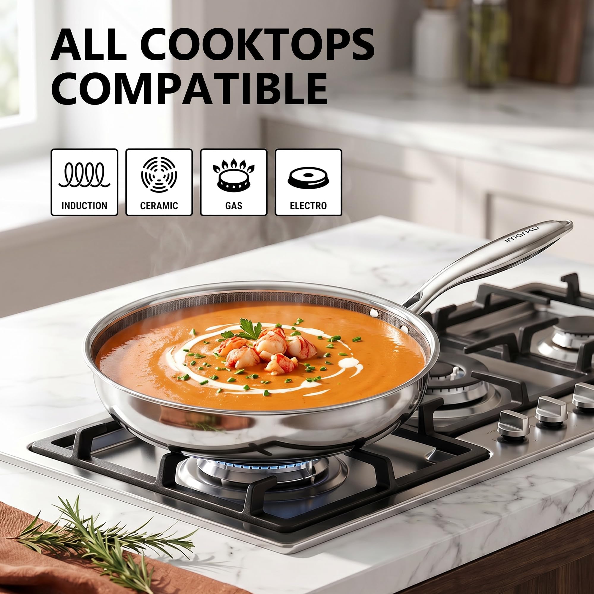 Non Stick Frying Pan with Lid Ceramic Coated Skillet Induction Oven Safe