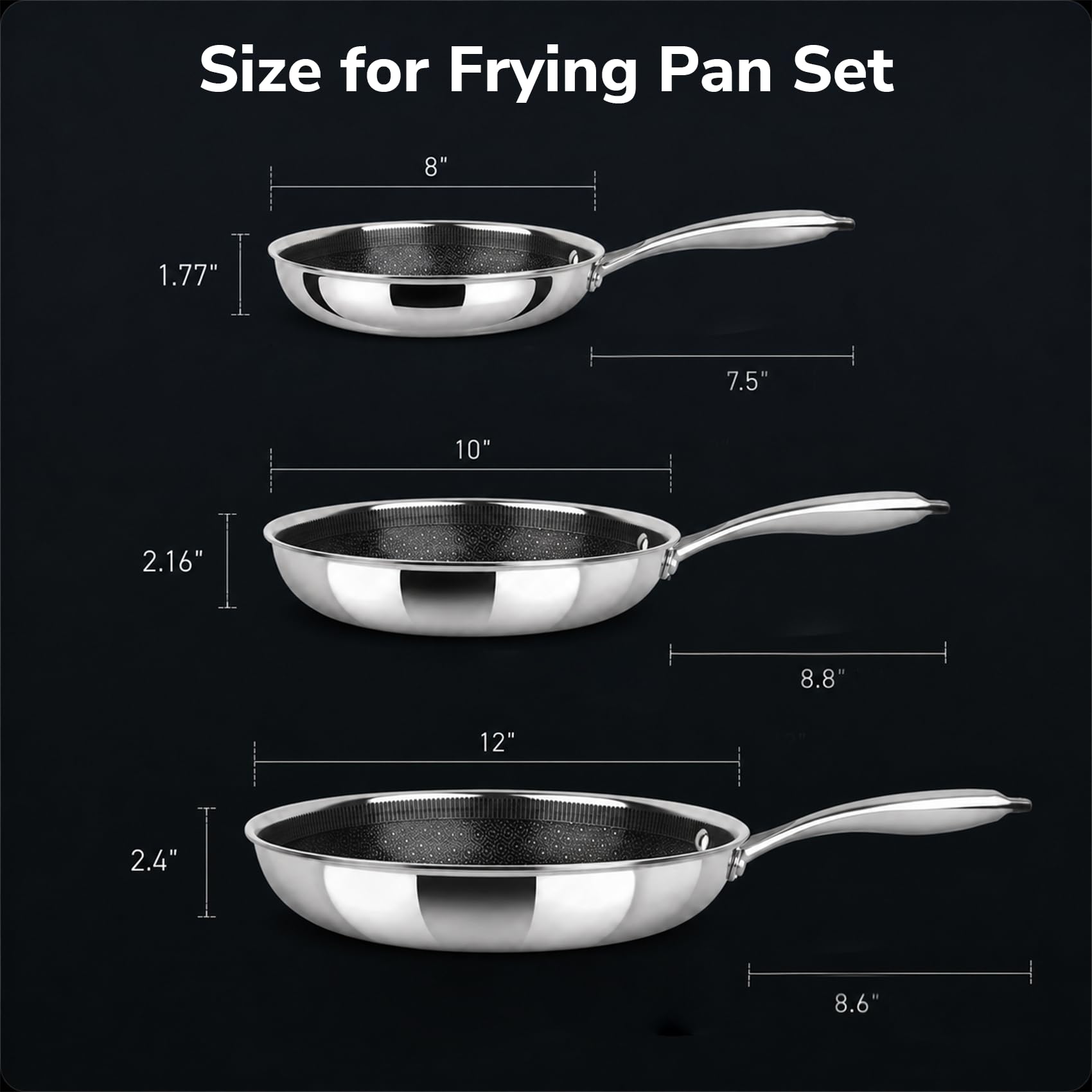 nonstick stainless steel pan set for daily cooking