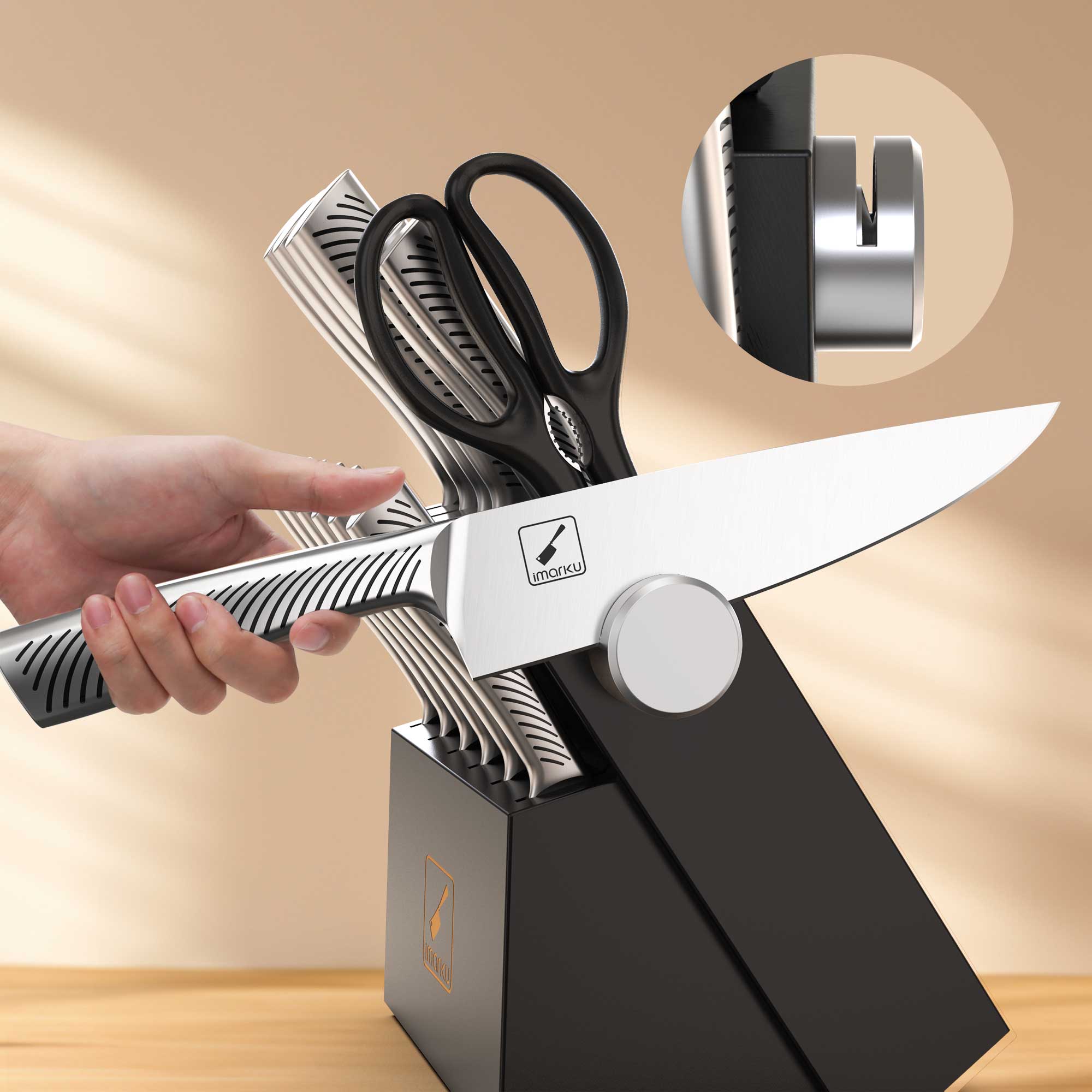 imarku knife block set with sharpener