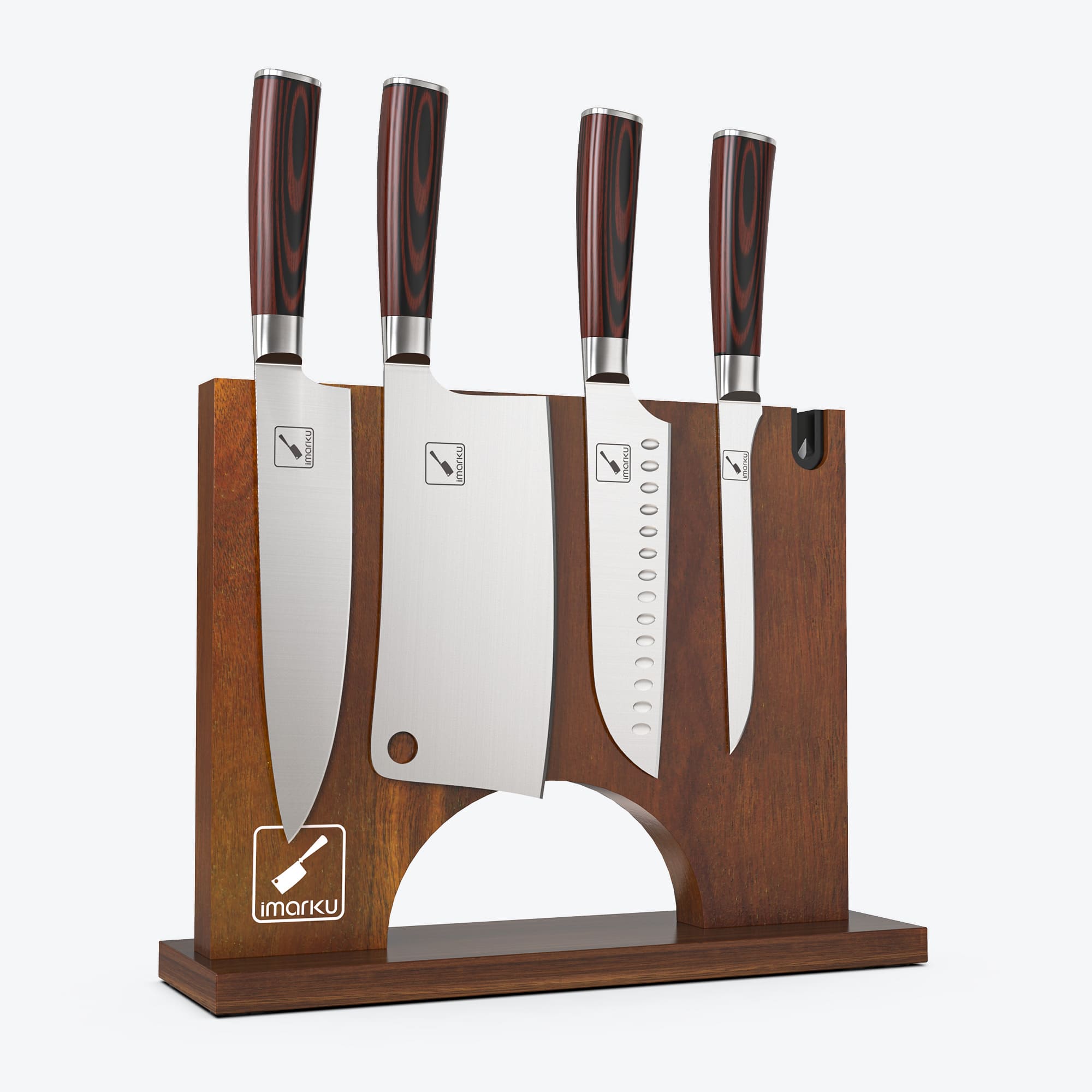 imarku magneticknife block with 4pc chef knives bundle